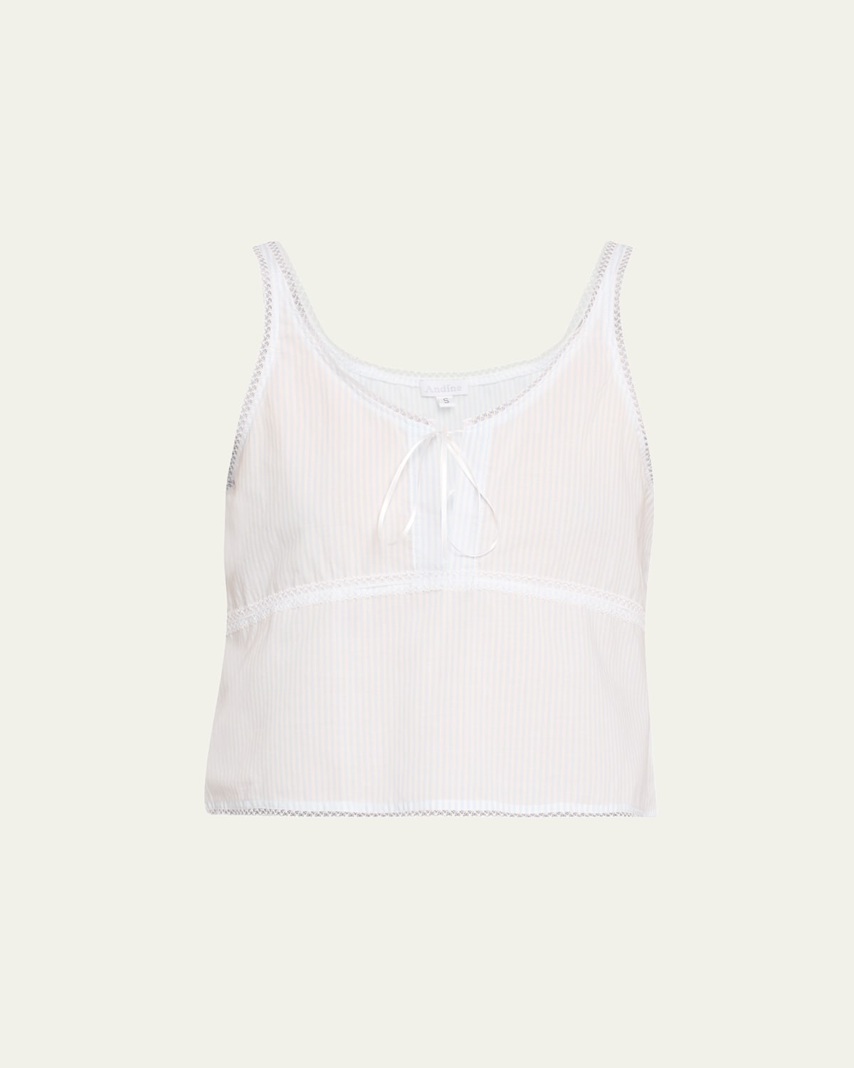 Lulu Striped Lace-Trim Crop Tank