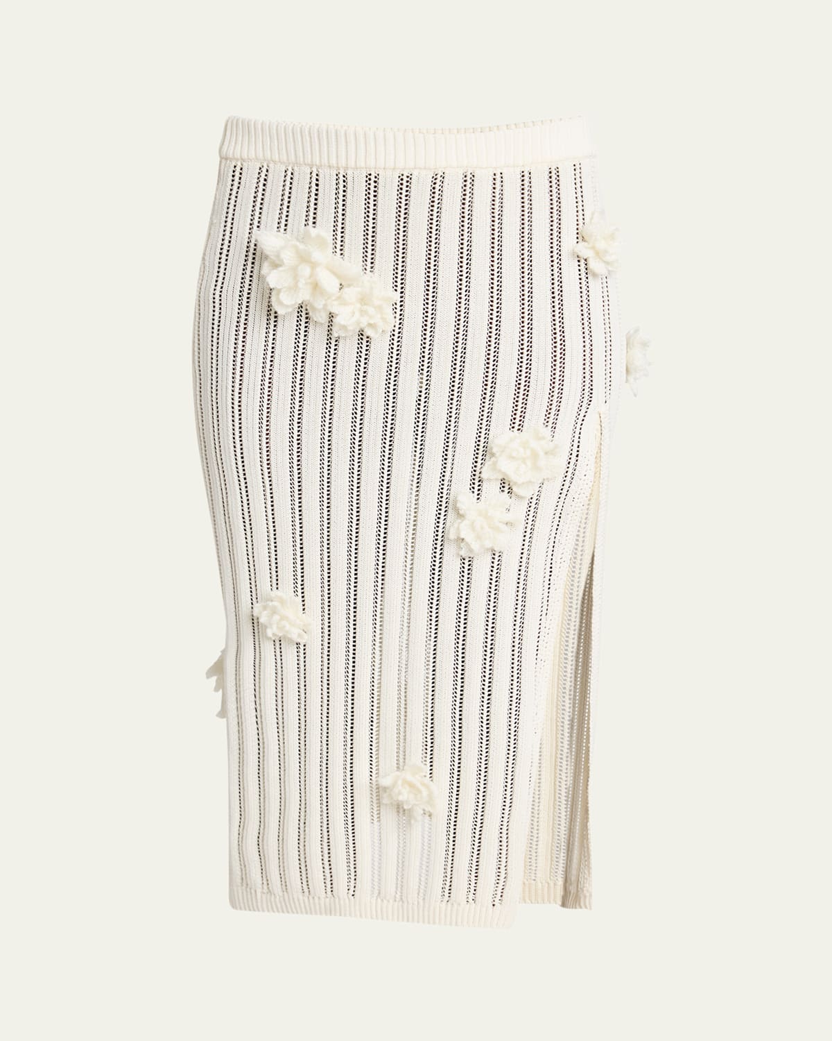 Casablanca Flower Applique Lace Pencil Skirt In White
