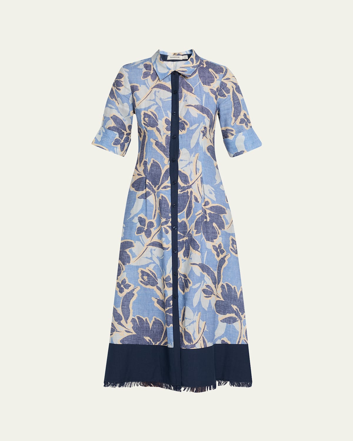 Simkhai Claudine Midi Shirtdress In Blue Hydrangea Floral