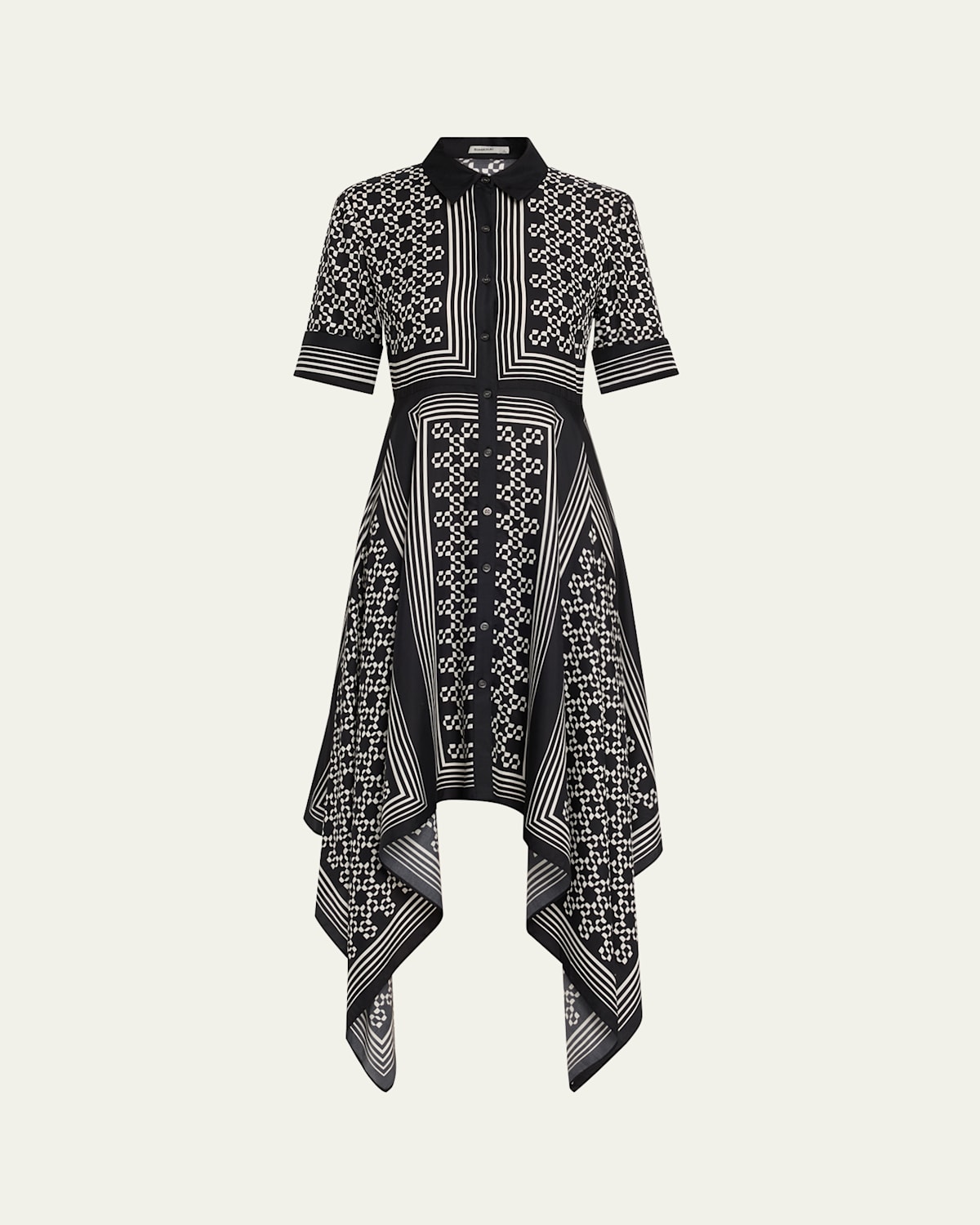 Simkhai Abrielle Geometric-print Midi Dress In Black