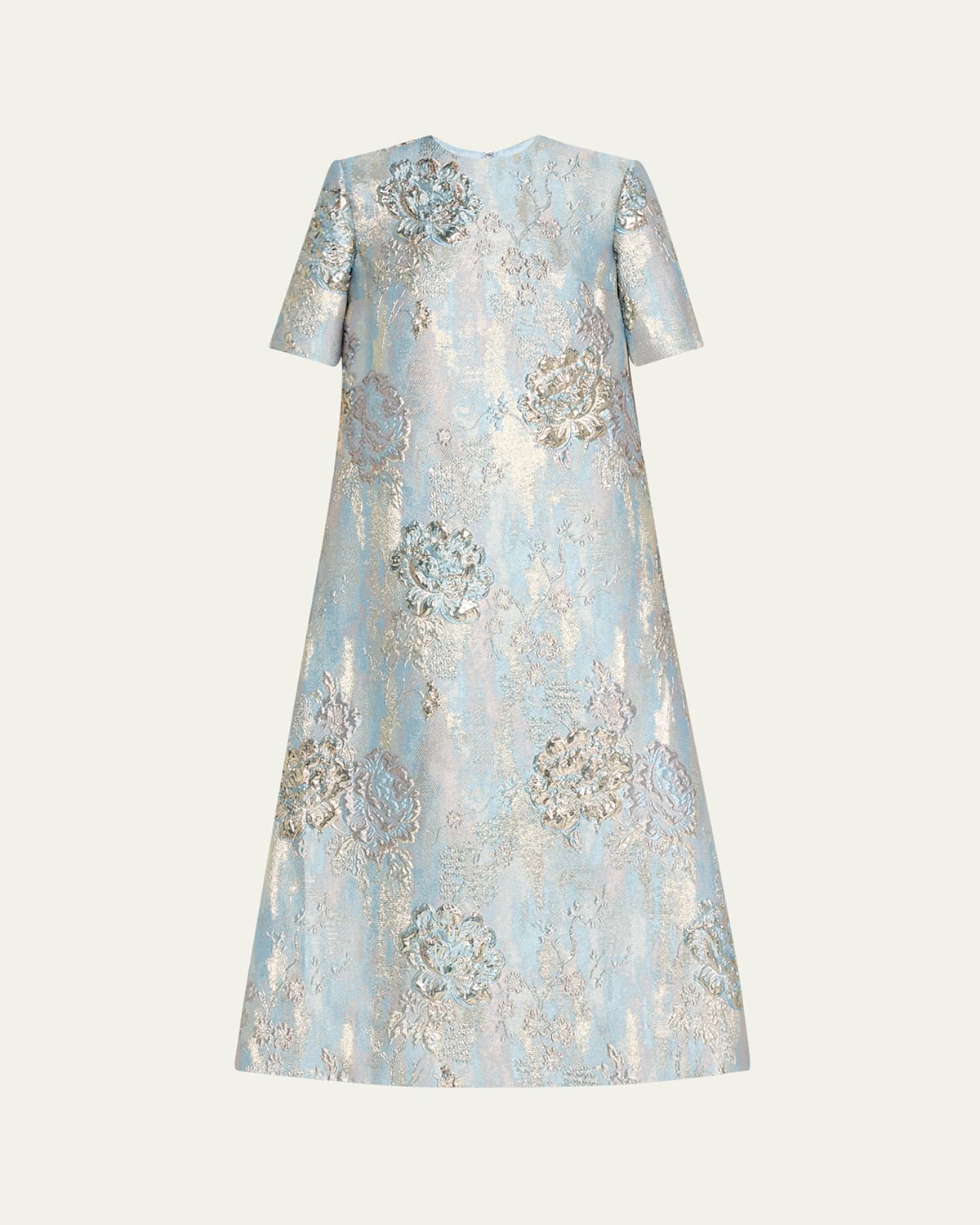 Metallic Floral Brocade Trapeze Dress
