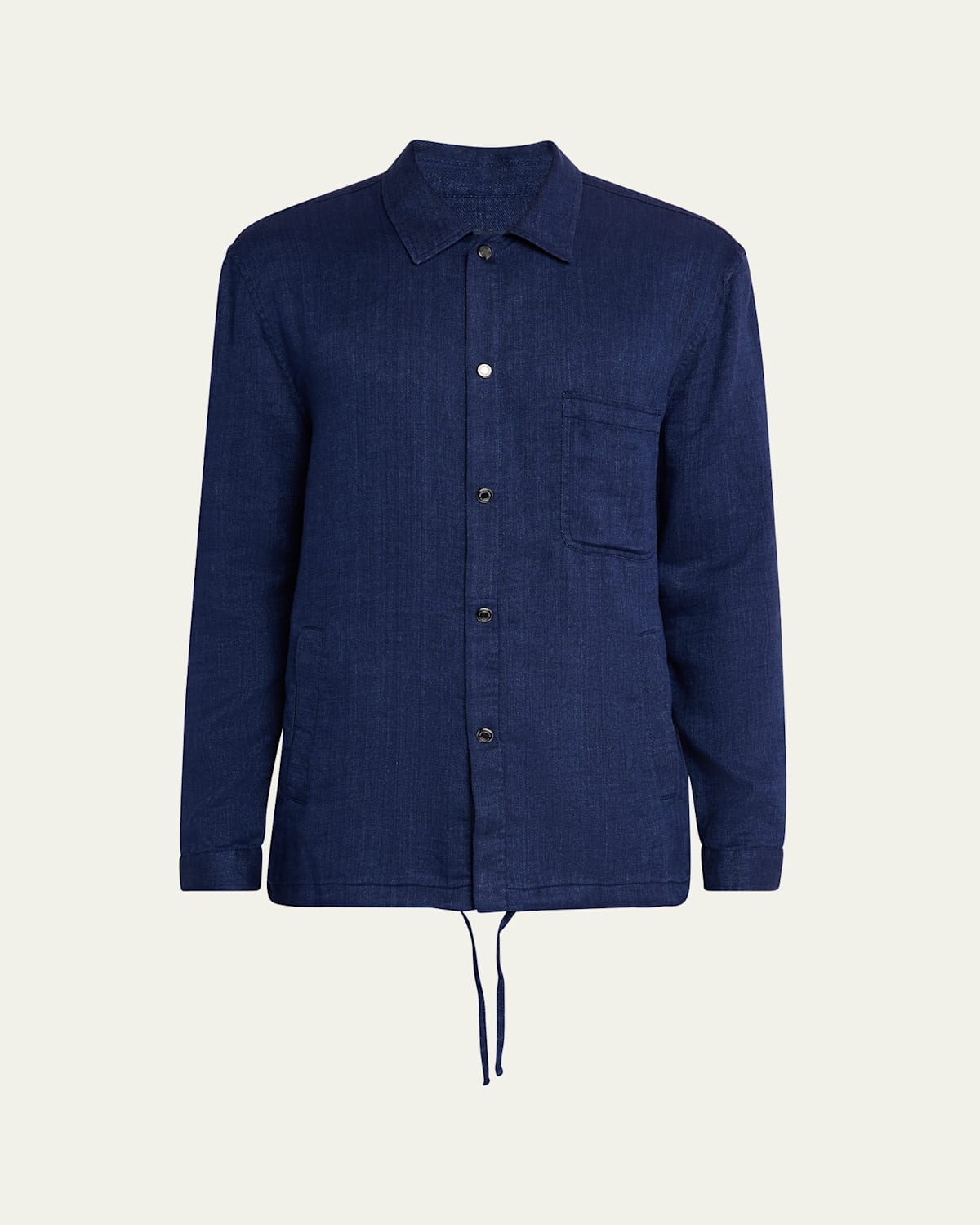 Frescobol Carioca Men's Diego Linen Coach Overshirt In Navy Blue