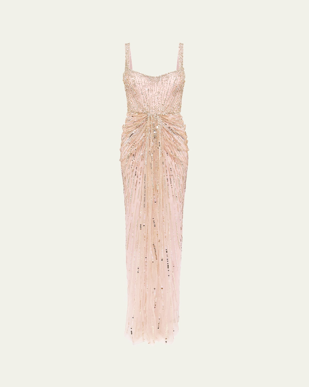 Jenny Packham Chrissy Knot Crystal Sequined Gown In Pink Sprite