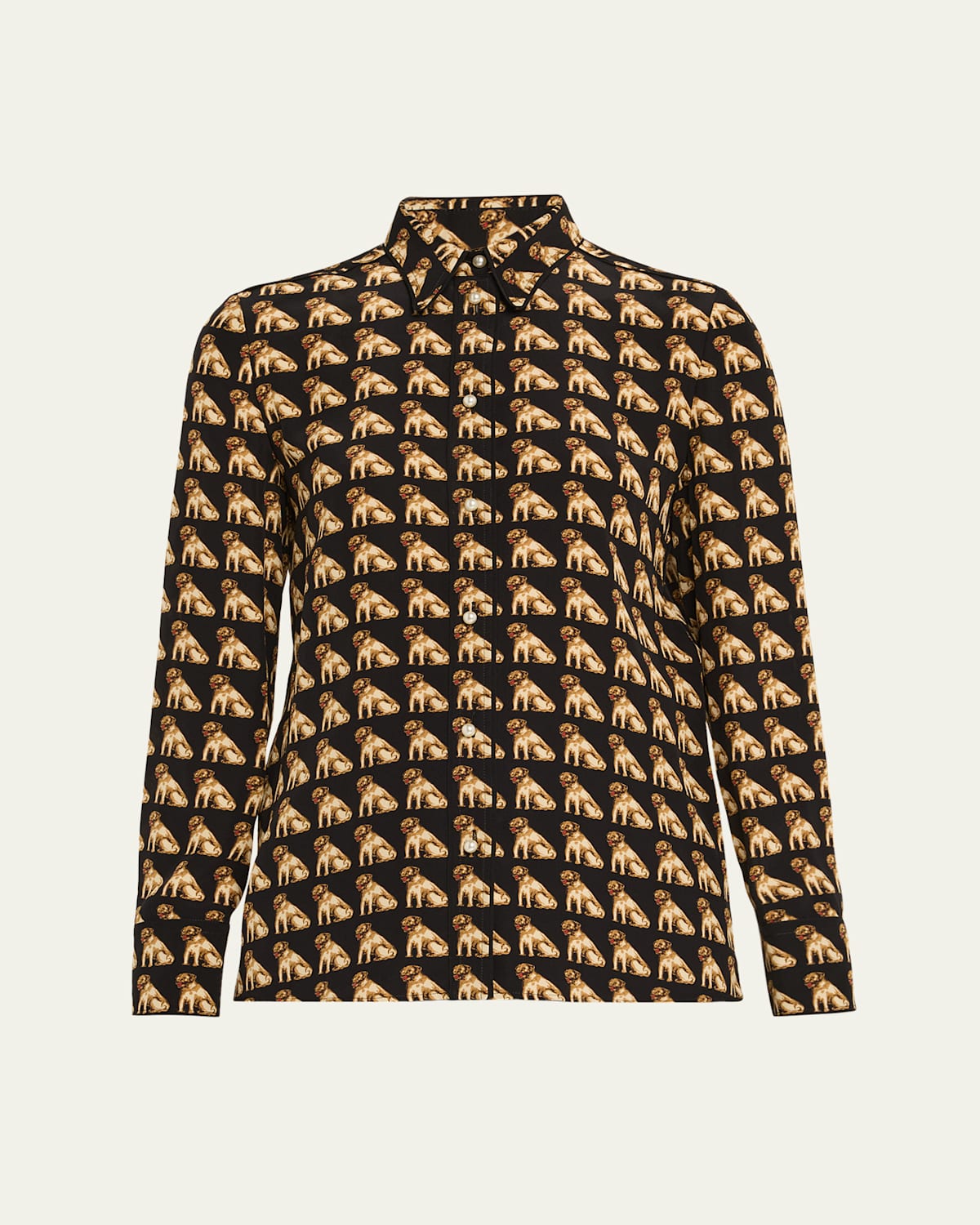 Valentino Charles Pug Crepe De Chine Blouse In Multi
