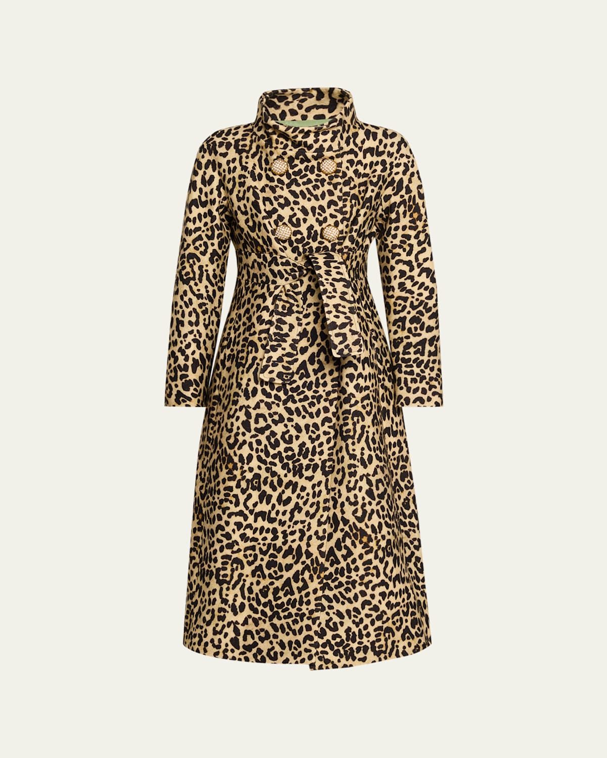 Valentino Leopard-print Wool Double-breasted Long Coat In Animal Print