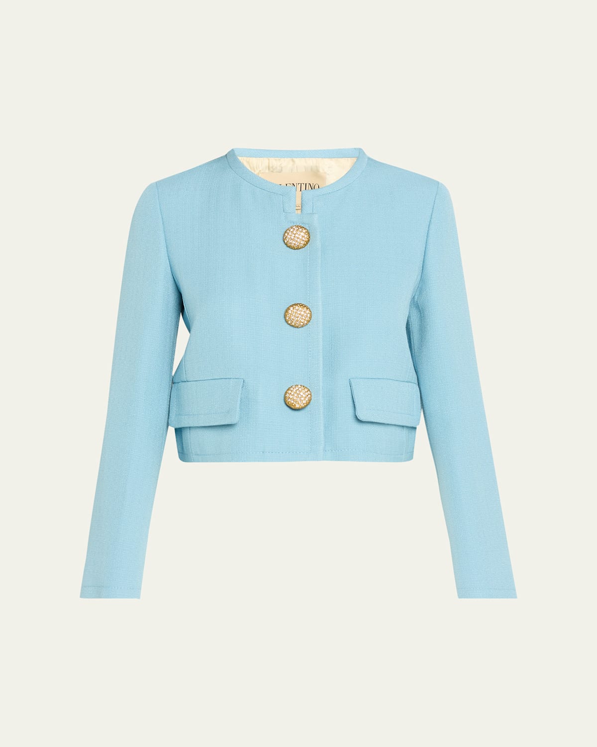 Valentino Viscose Jewel Button Jacket In Blue