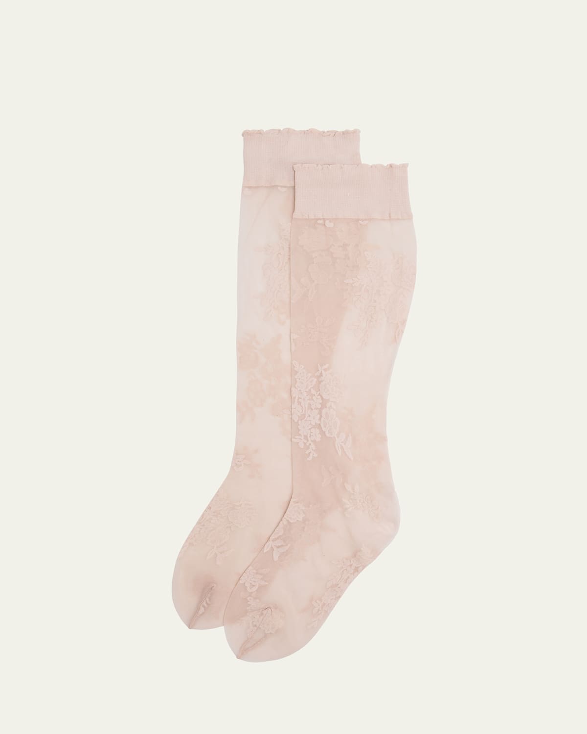 Valentino Knee-high Lace Socks In Pink