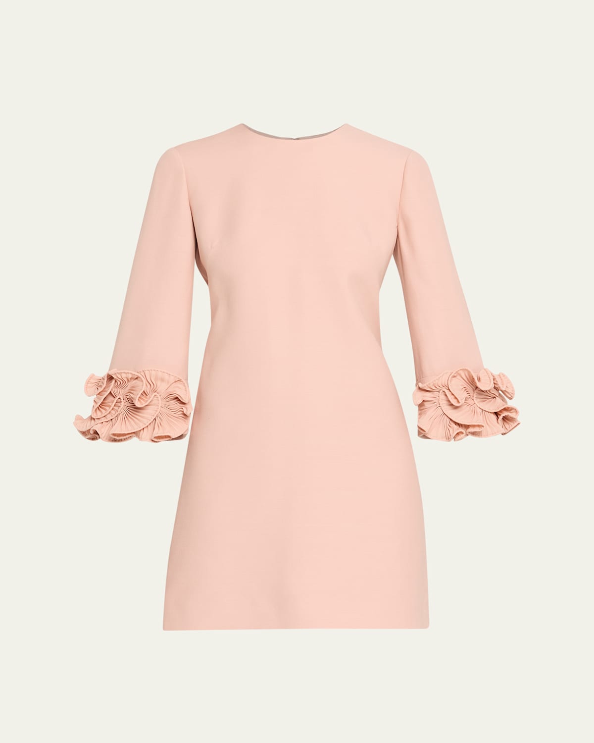 Valentino Ruffle Cuff Crepe Couture Short Dress In Pink