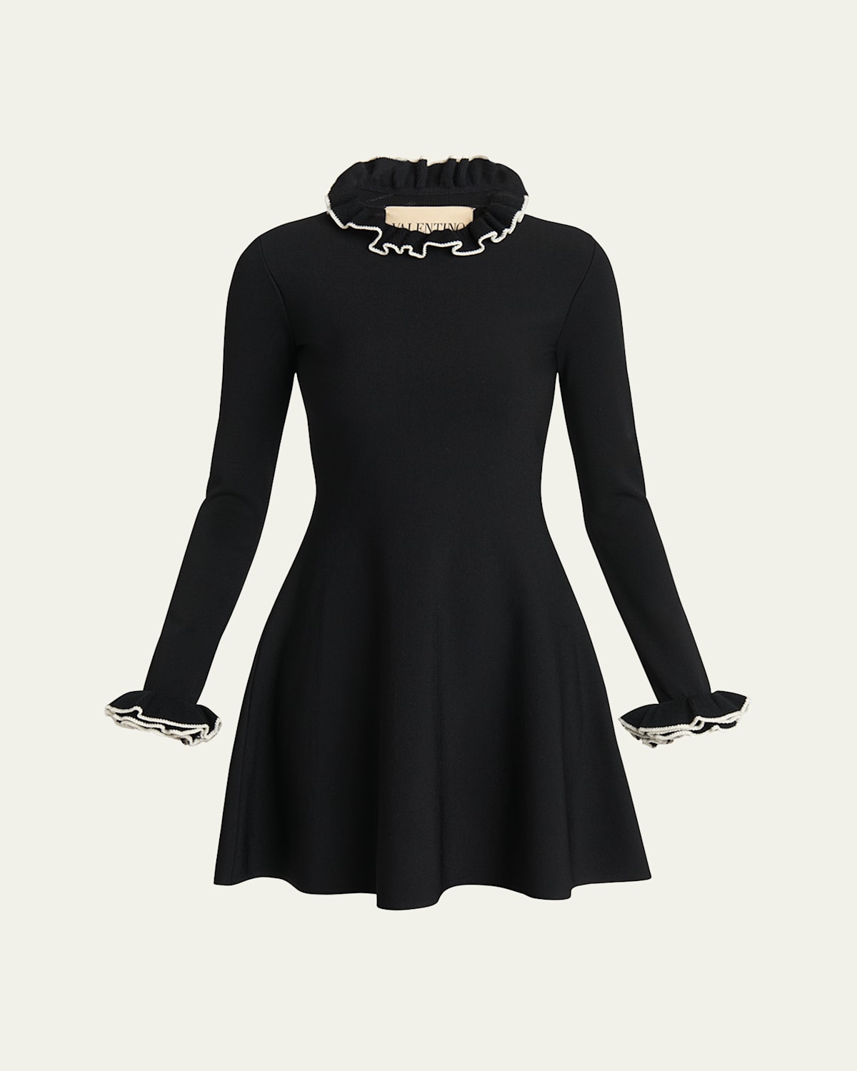 Ruffle-Trim Knit Mini Sweater Dress