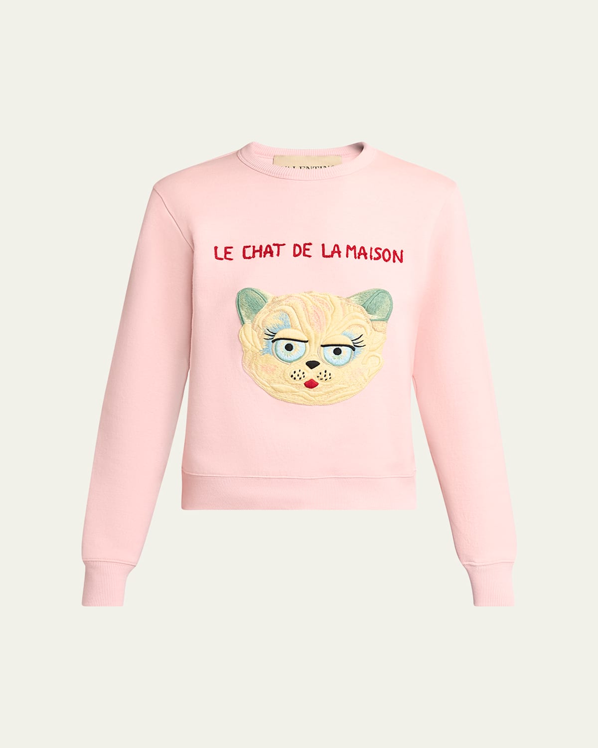 Valentino Cat-embroidered Cotton Jersey Sweatshirt