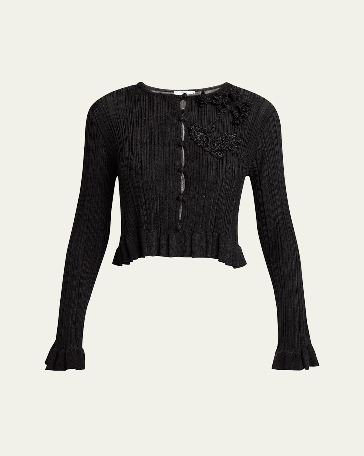 ERDEM CROCHET FLOWER PATCH PLISSE CARDIGAN 