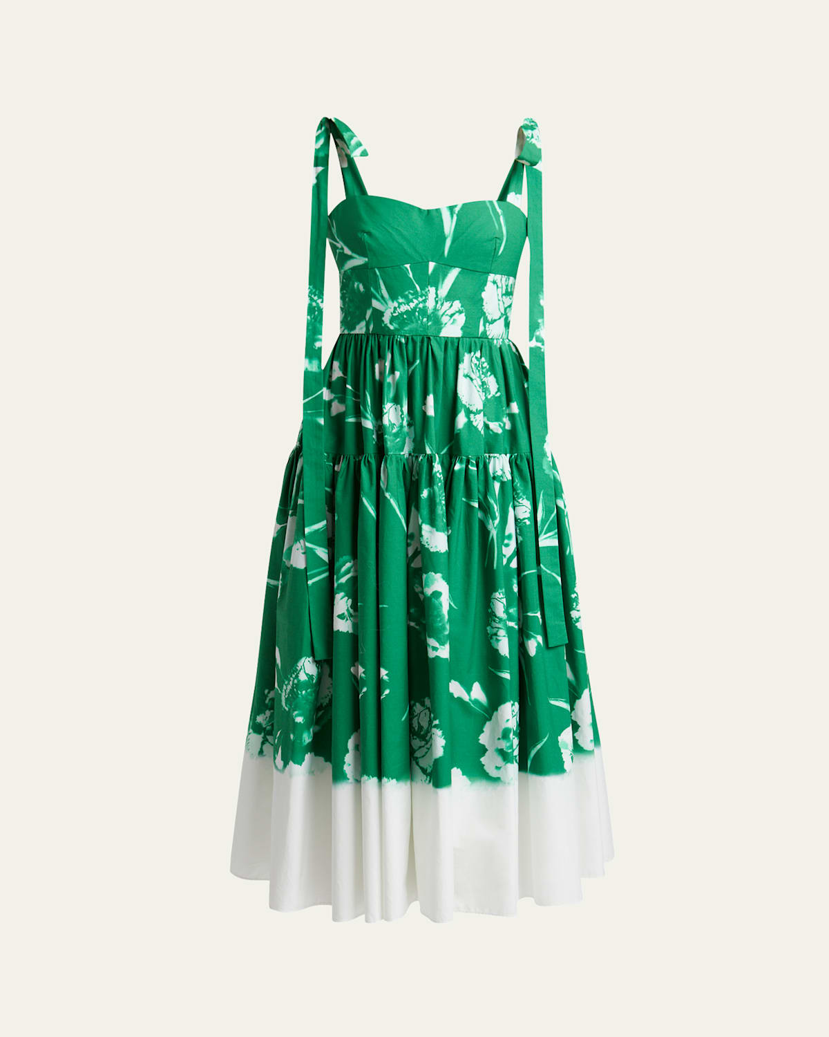 Shop Erdem Strappy Floral Fit-flare Midi Dress In Carnation Cyanotype