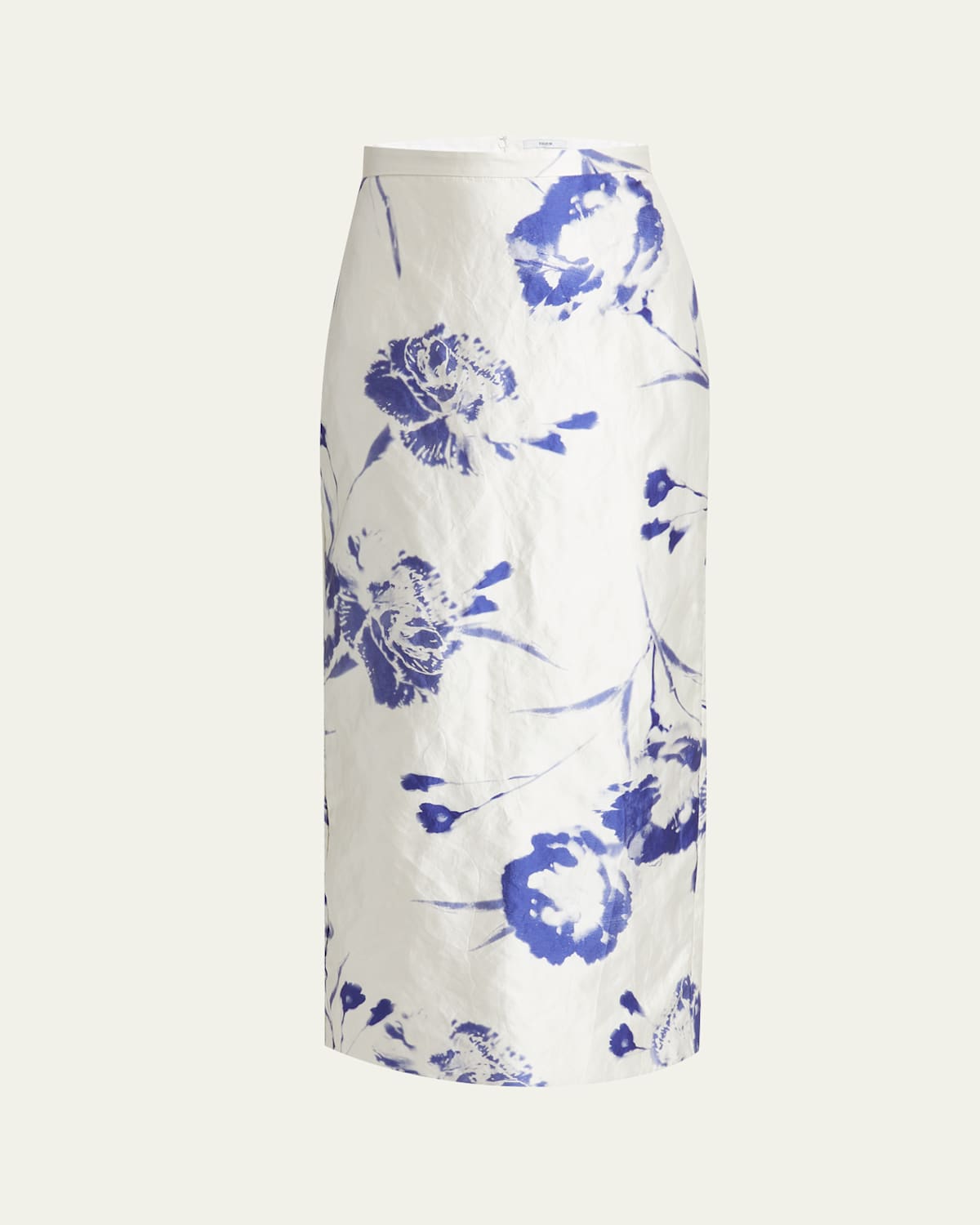 Shop Erdem Floral Pencil Midi Skirt In Carnation Cyanotype