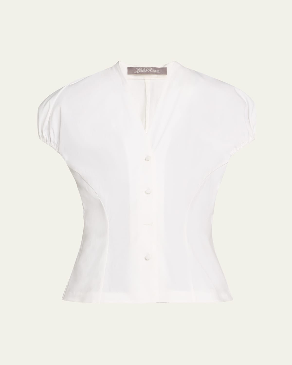 Lela Rose Button Front V-neck Blouse