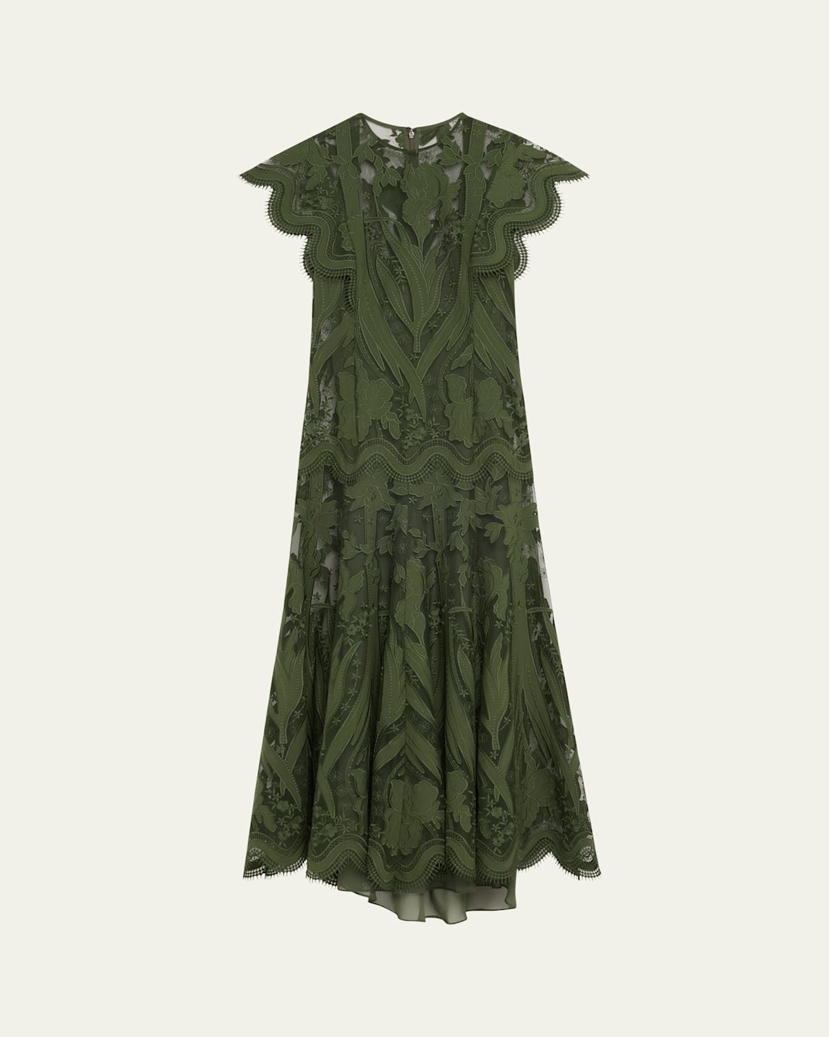 Floral Embroidered Lace Scallop Dress