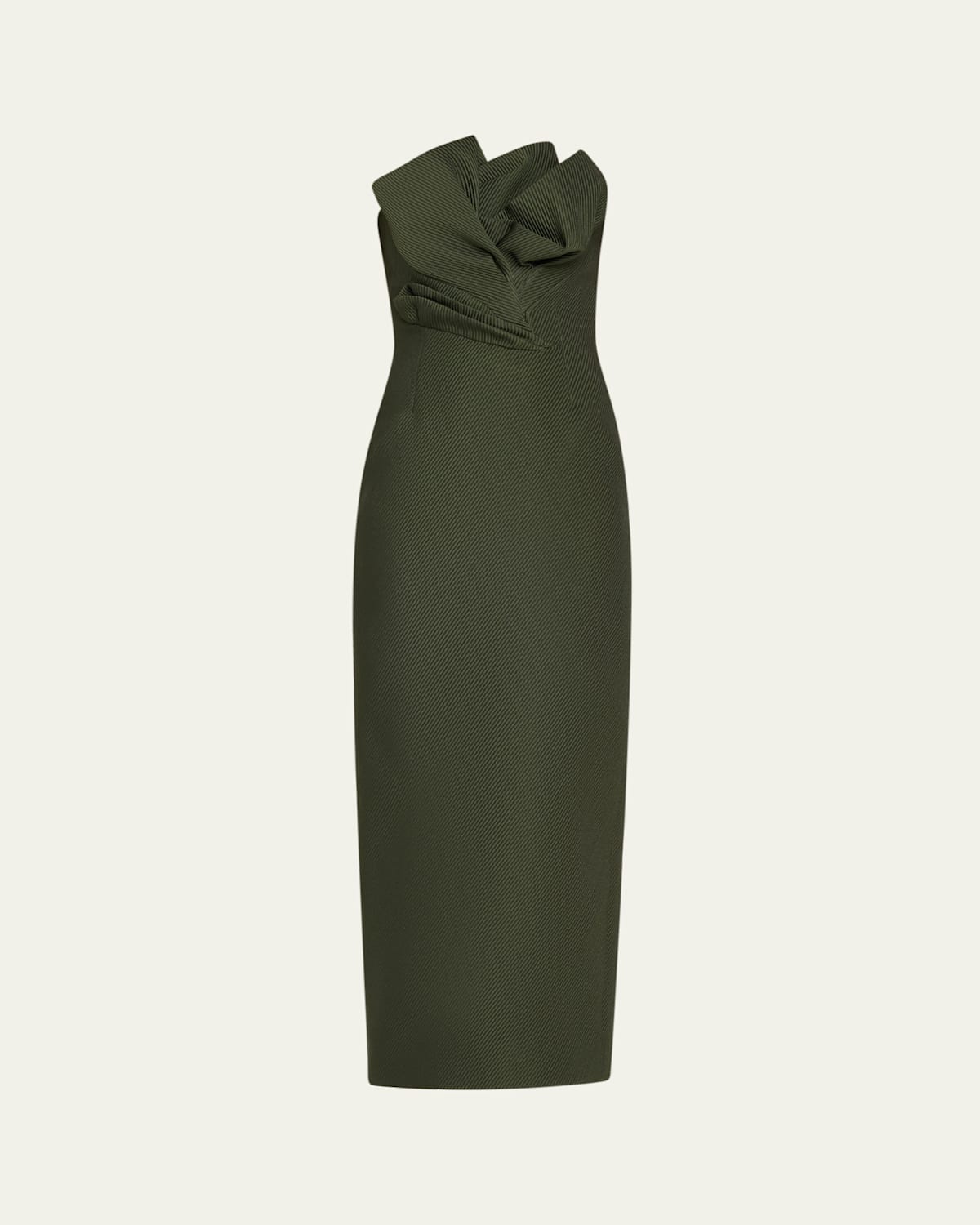 Draped Tulip Strapless Sheath Ankle Dress