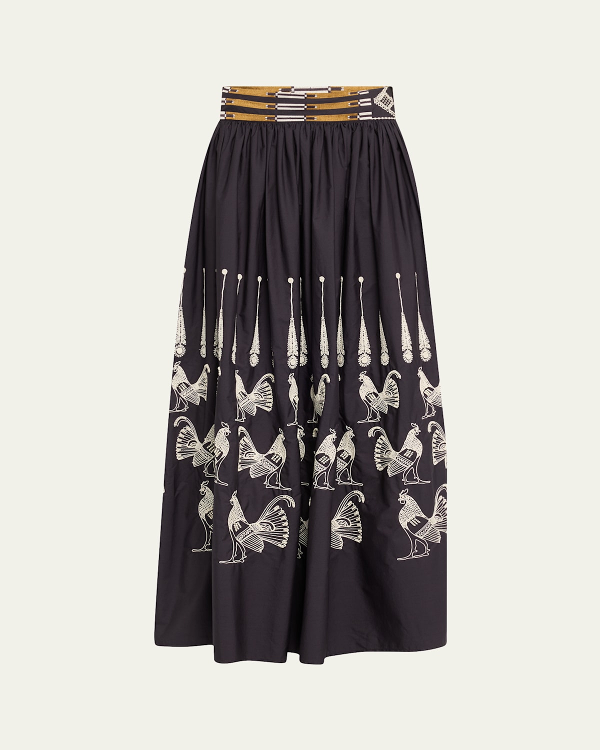 Shop Emporio Sirenuse Ombretta Embroidered A-line Maxi Skirt In Blue