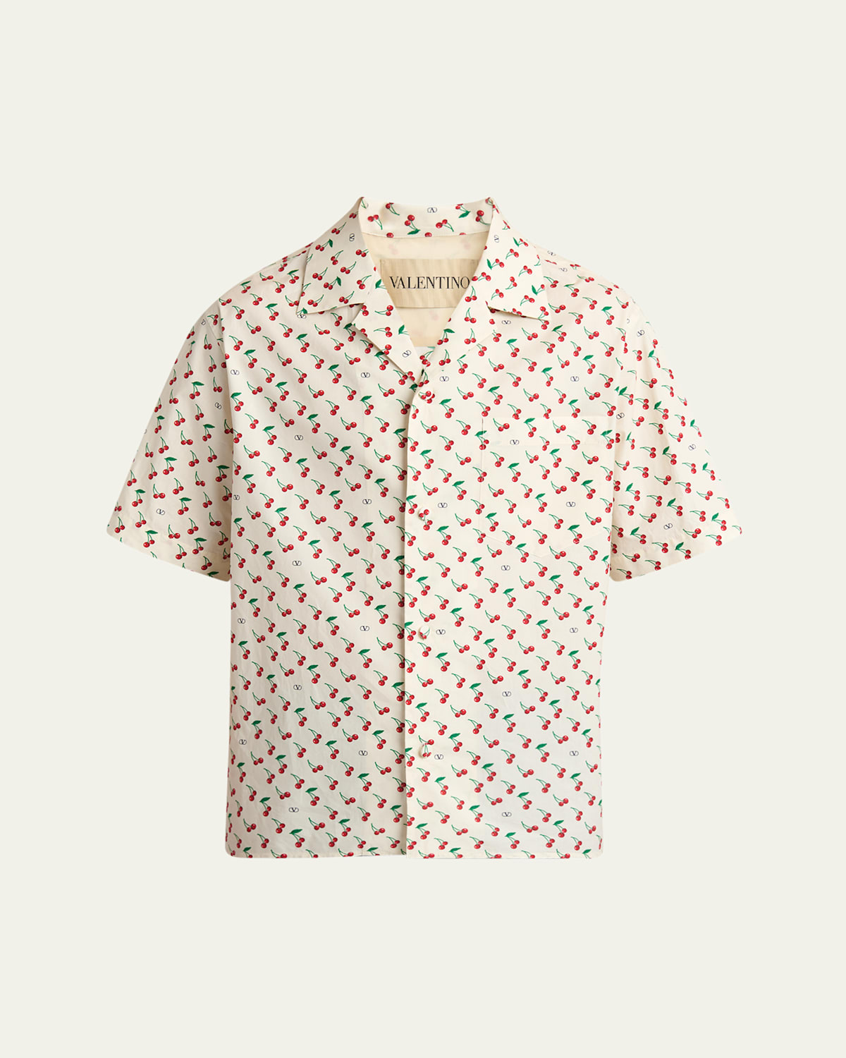 Valentino Cotton Poplin Bowling Shirt With Cherryfic Print