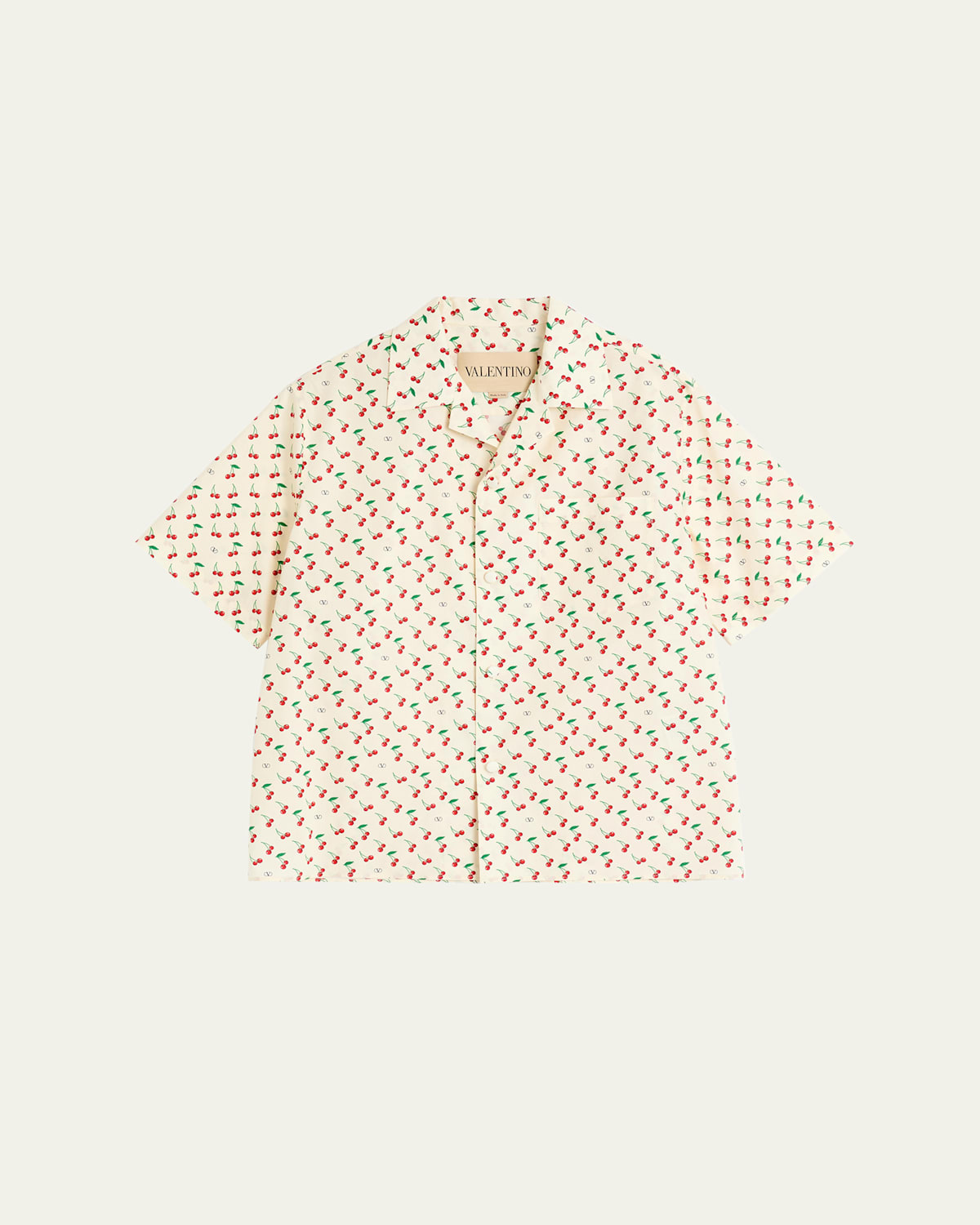 Valentino Cherryfic Camp Collar Cotton Shirt In Multi