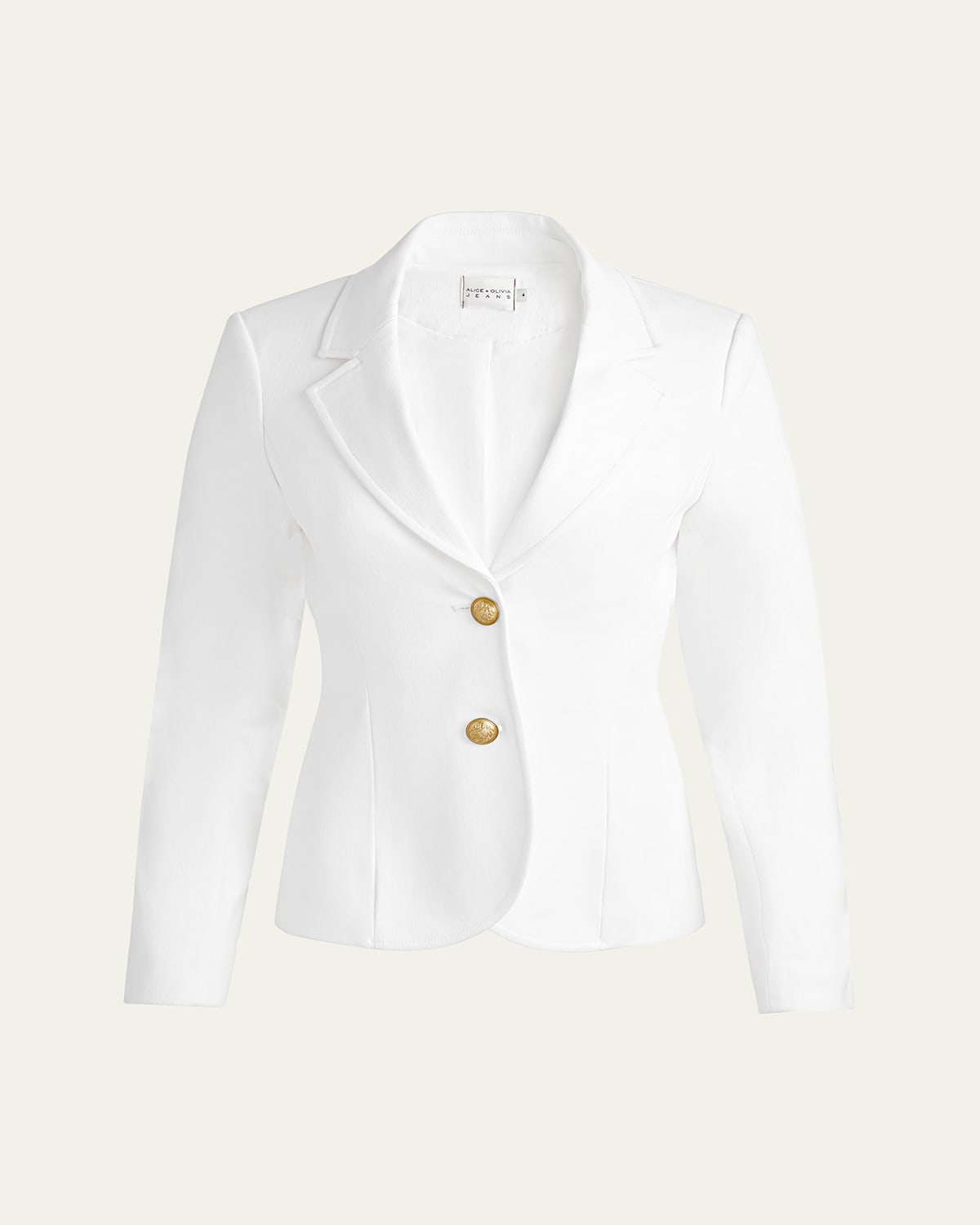 Shop Alice And Olivia Iana Denim Sculpted Blazer In Off White