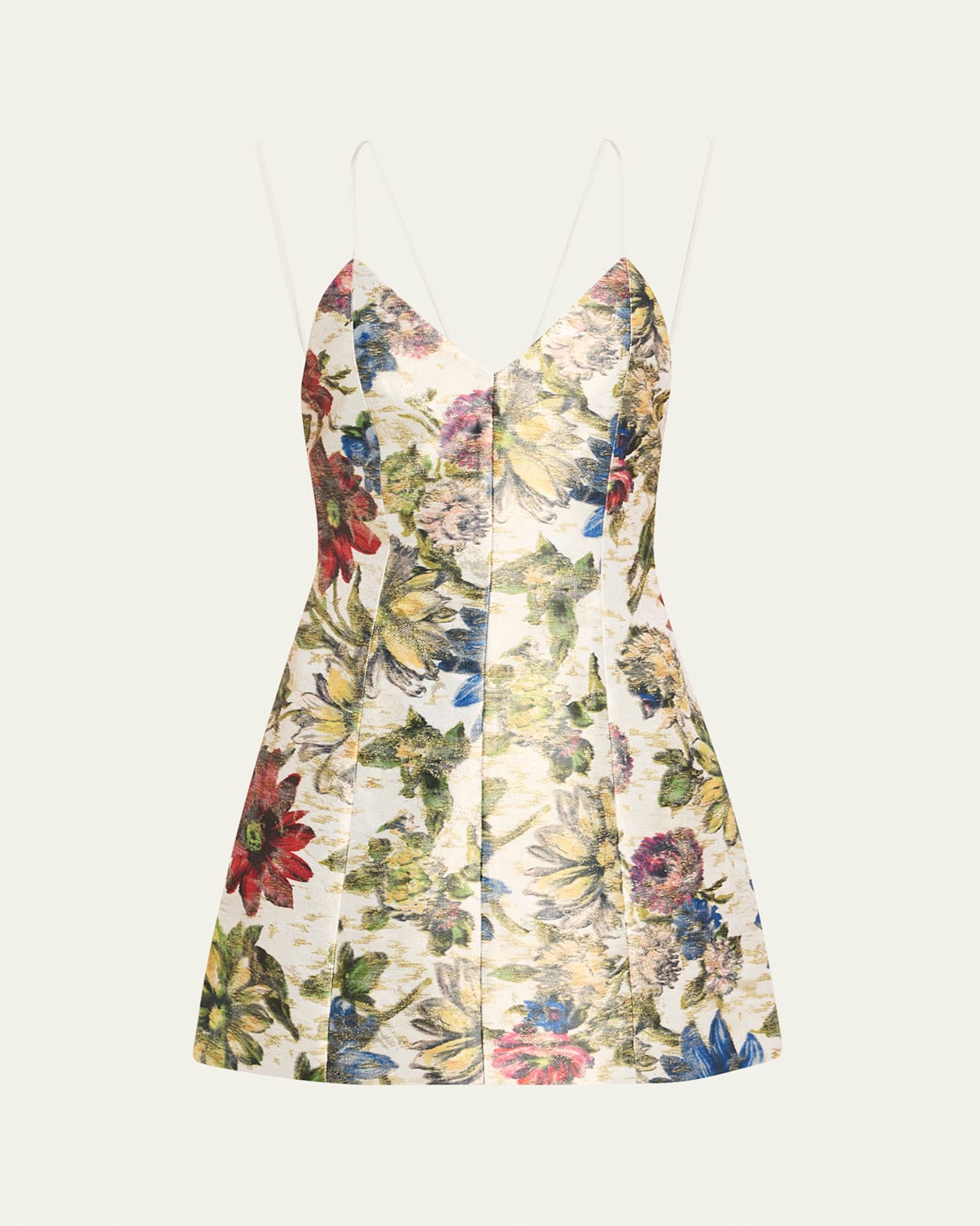 Shop Alice And Olivia Tayla Structured Lantern Mini Dress In Off White Multi