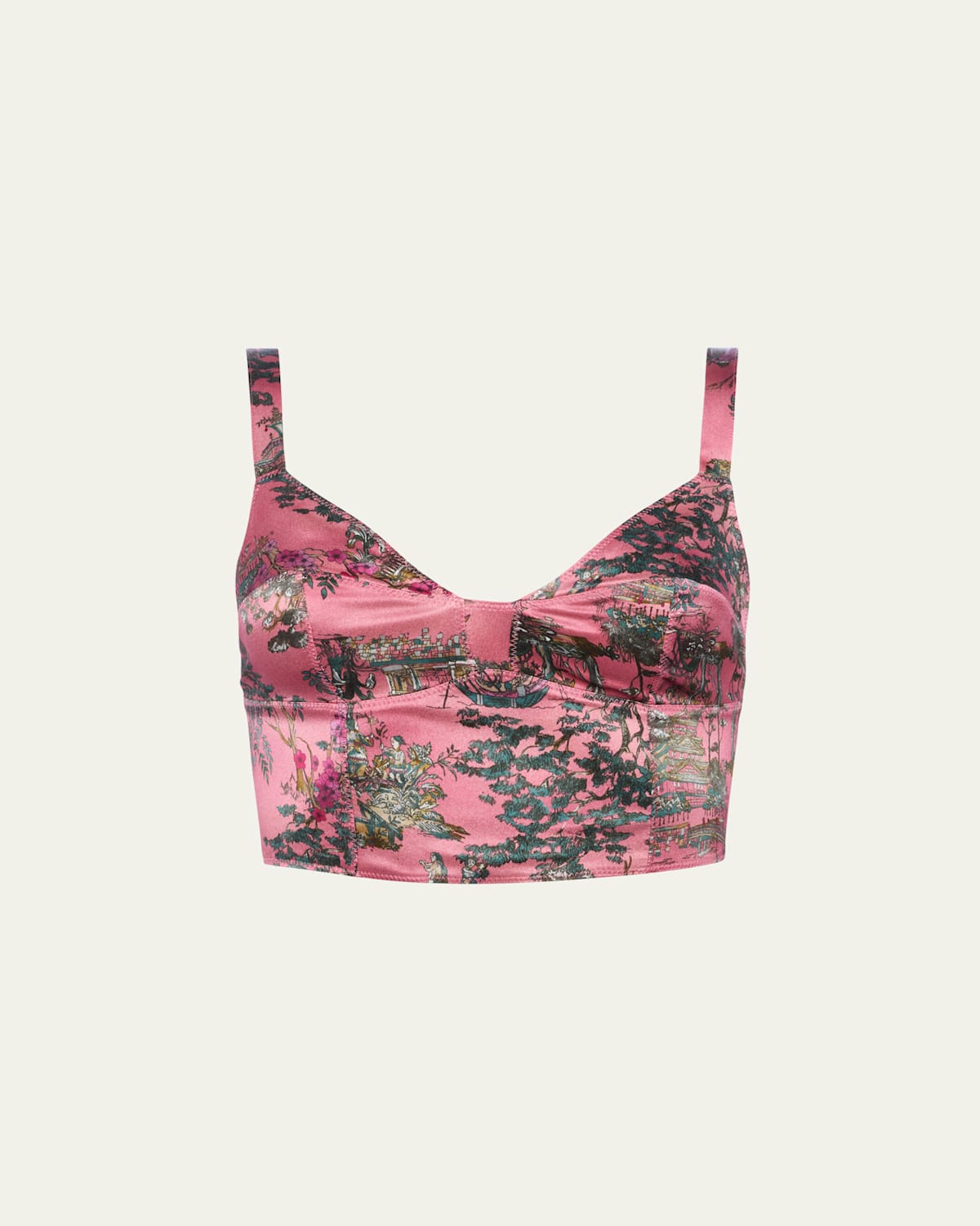 L Agence Kanata Bralette Top In Mauve Multi Kesi Print