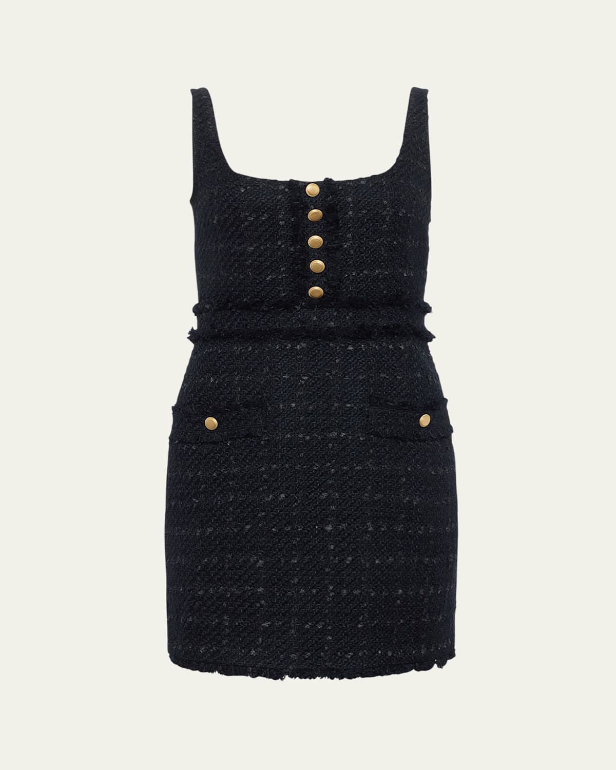 Valli Square-Neck Tweed Mini Dress