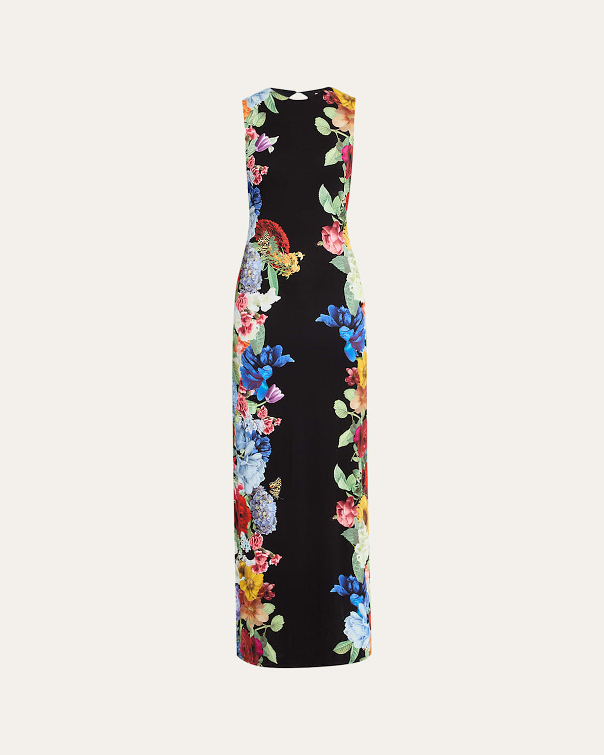 Shop Alice And Olivia Delora Floral Sleeveless Maxi Dress In Garden Brunch Black