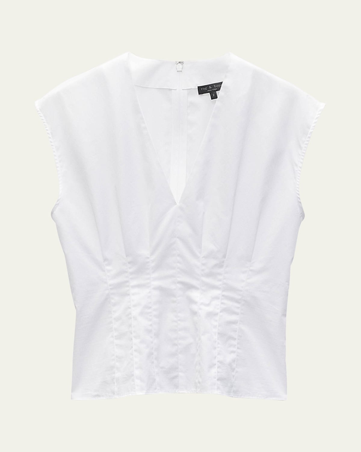 Rag & Bone Ines V-neck Poplin Top In White
