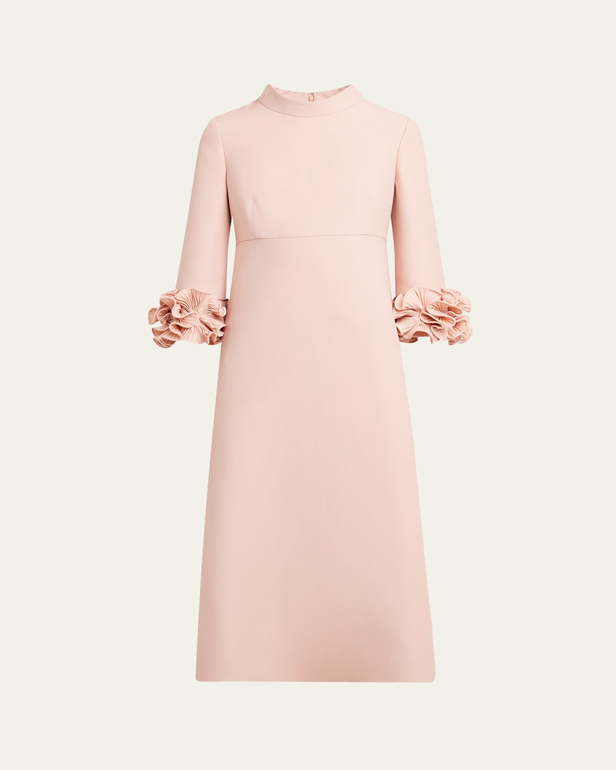 Valentino Womens Rose Mist Embellished Thee-quarter Sleeves Wool And Silk Midi Dress