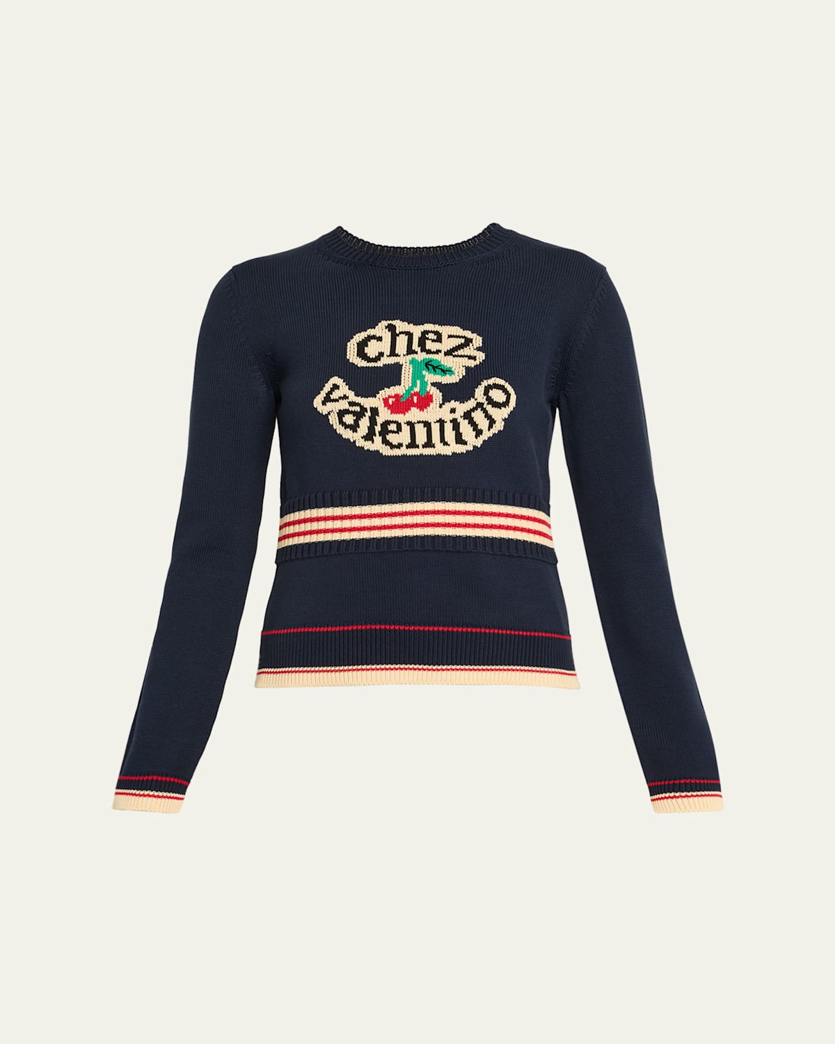 Valentino Chez  Cherry Long-sleeve Sweater In Brown