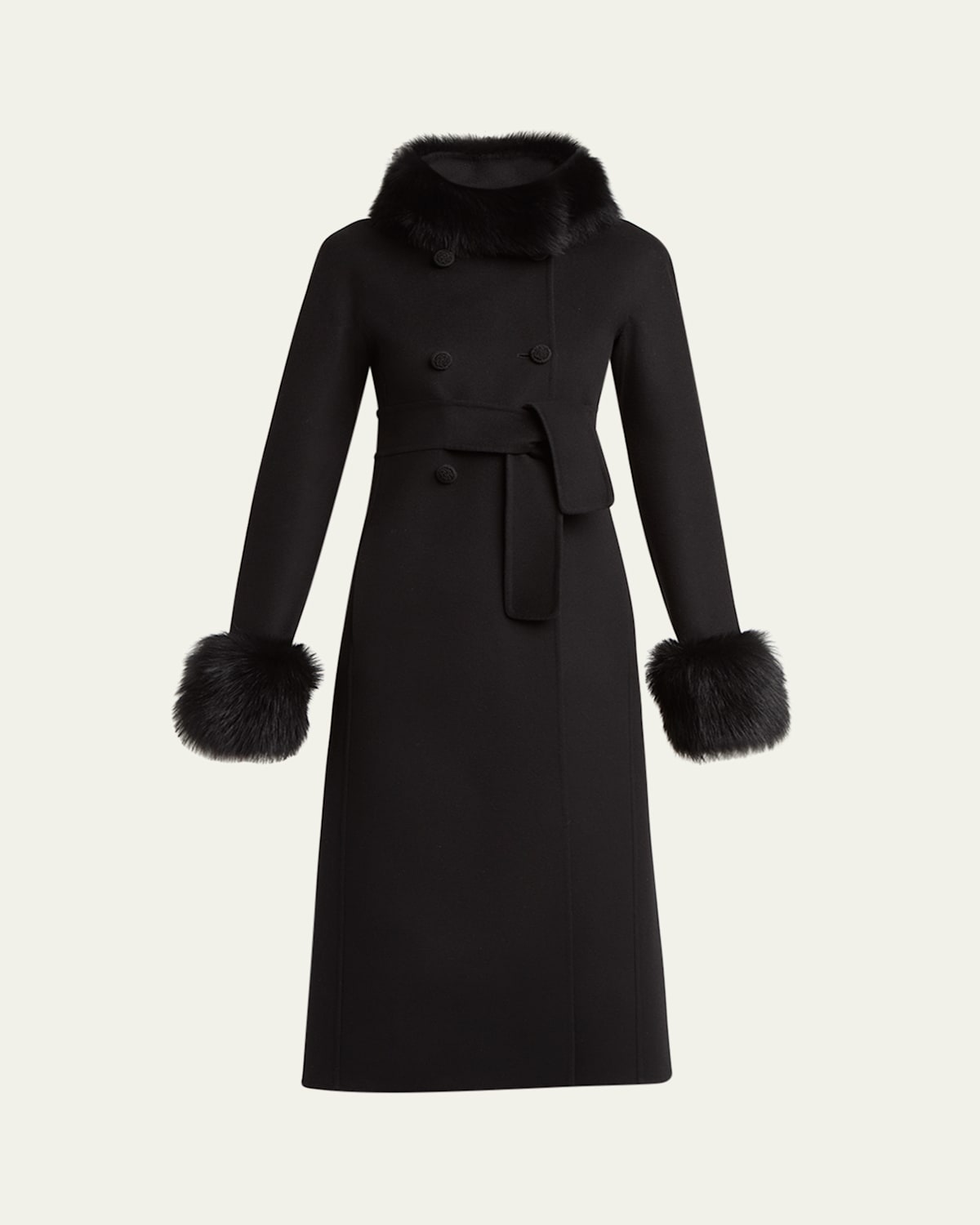 Valentino Garavani Double-breasted Virgin Wool And Cashmere Coat With Shearling Inserts In Animal Print