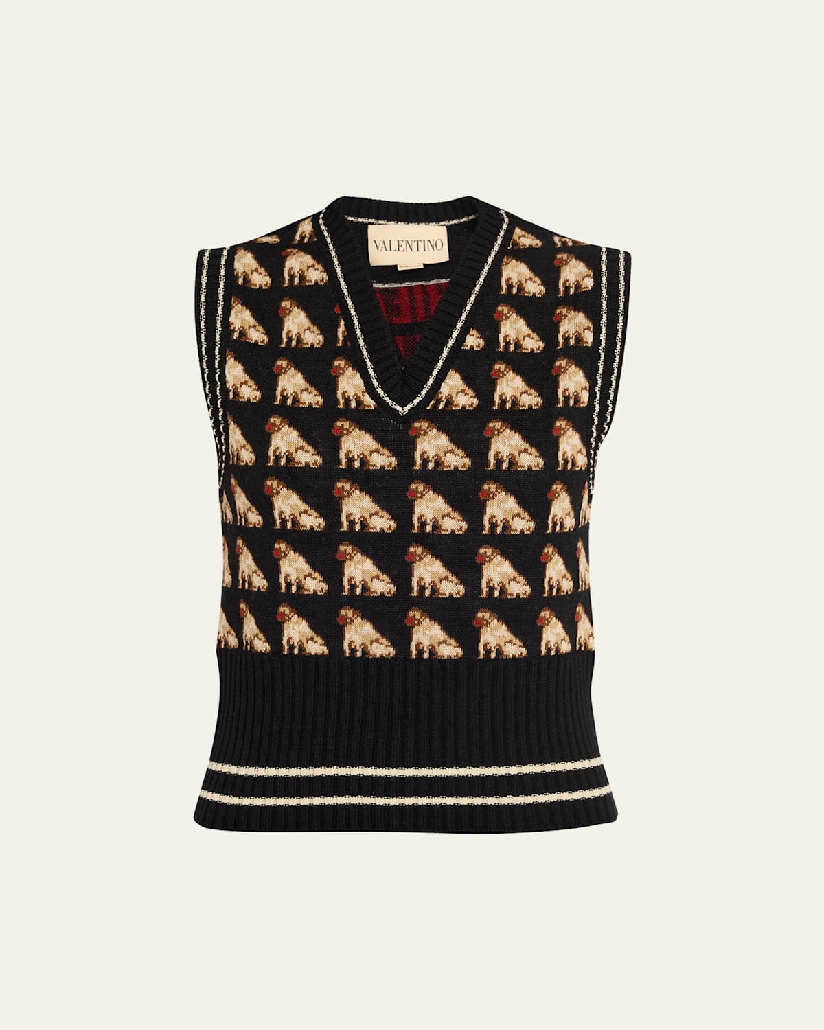 Valentino Charles Pug Sweater Vest In Multi