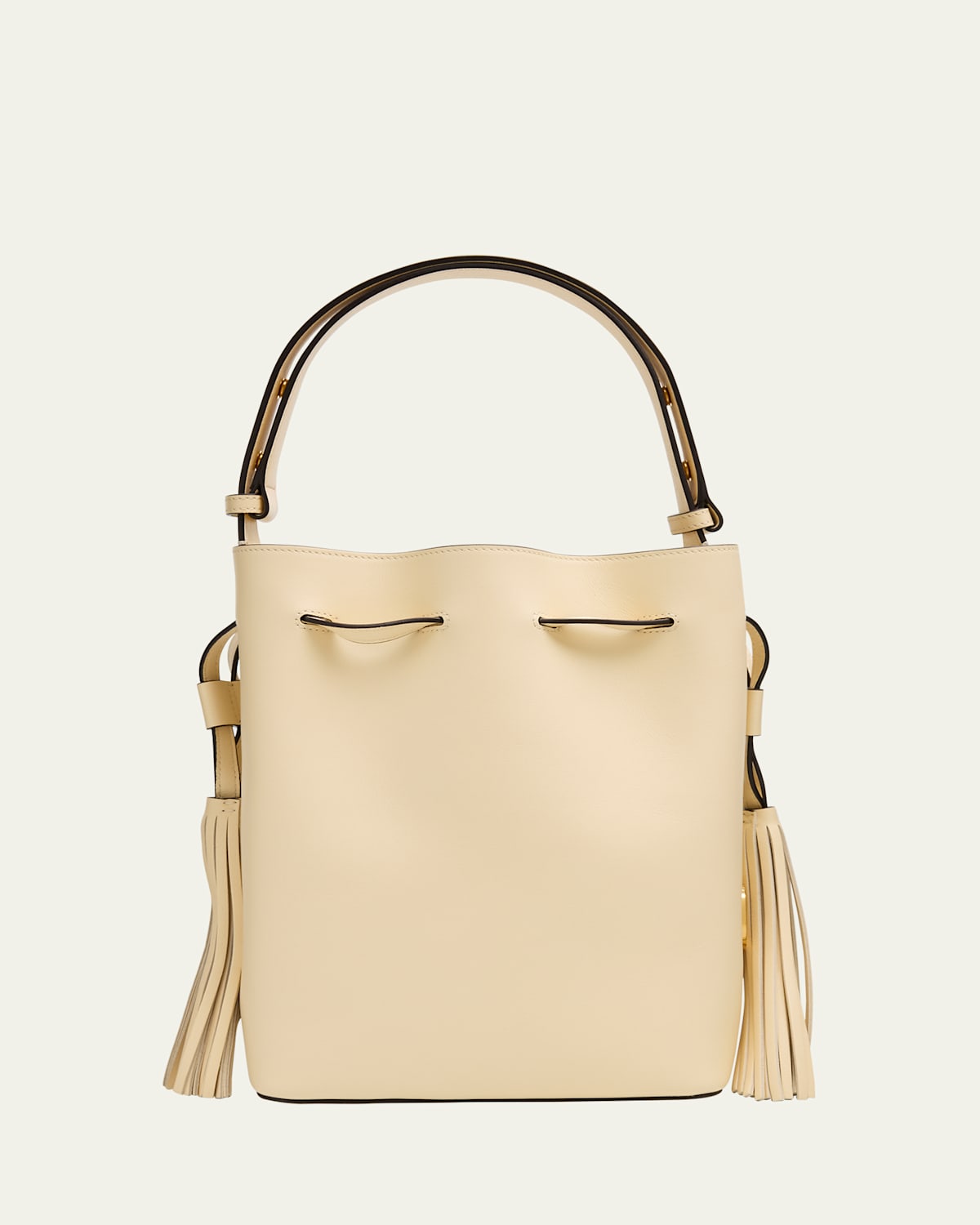 Valentino So Seau Tassel Leather Bucket Bag In Yellow