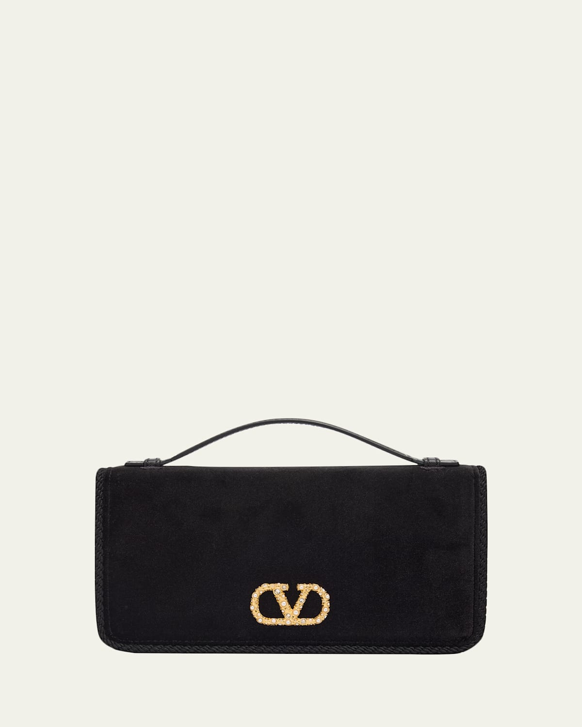 Valentino Garavani Vlogo Signature Suede Wallet With Chain Strap