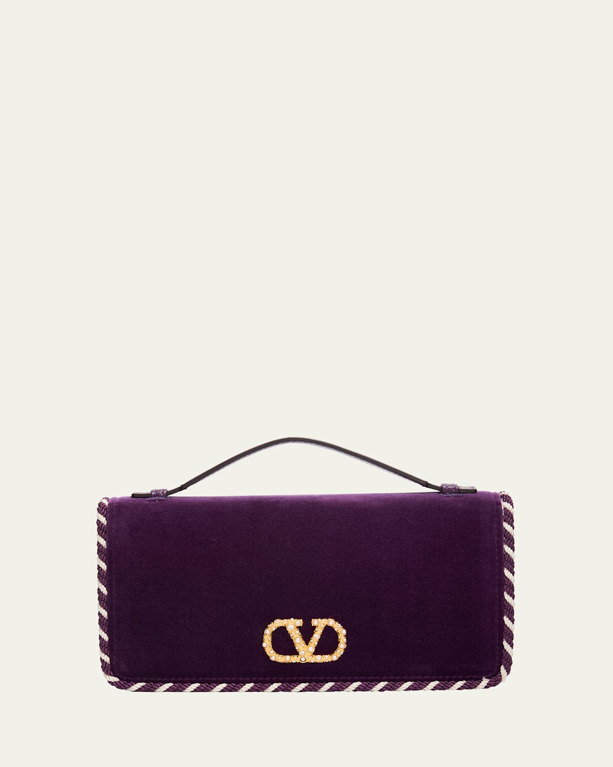 Valentino Vlogo Signature Suede Wallet With Chain Strap