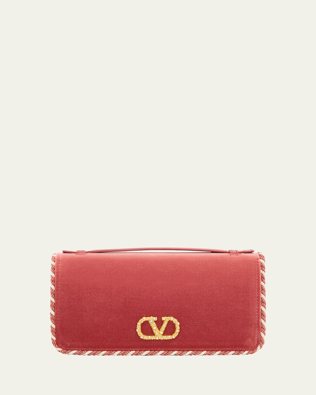 Valentino Garavani Vlogo Signature Suede Wallet With Chain Strap In Pink