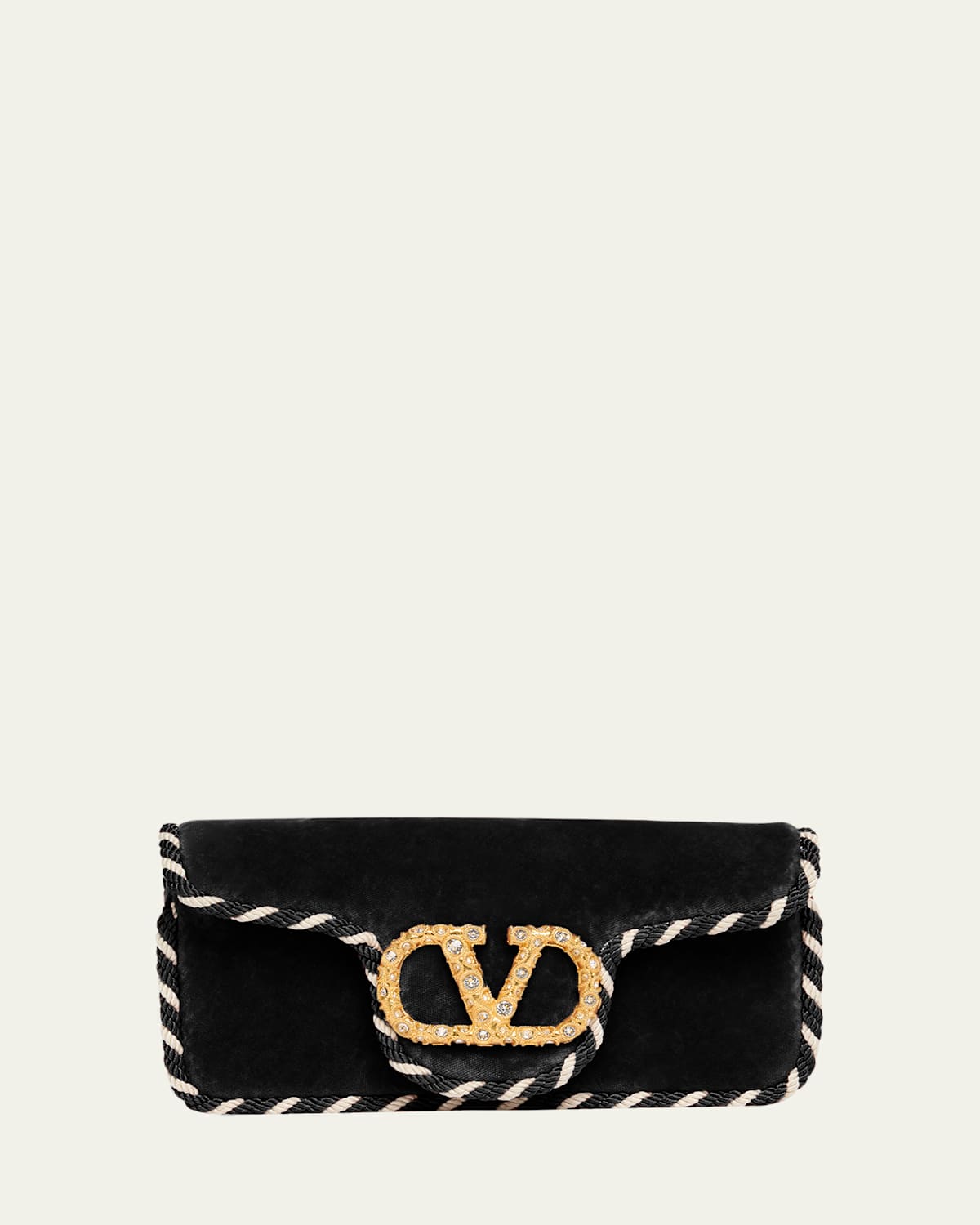 Valentino Garavani Loco Vlogo Velvet Clutch Bag