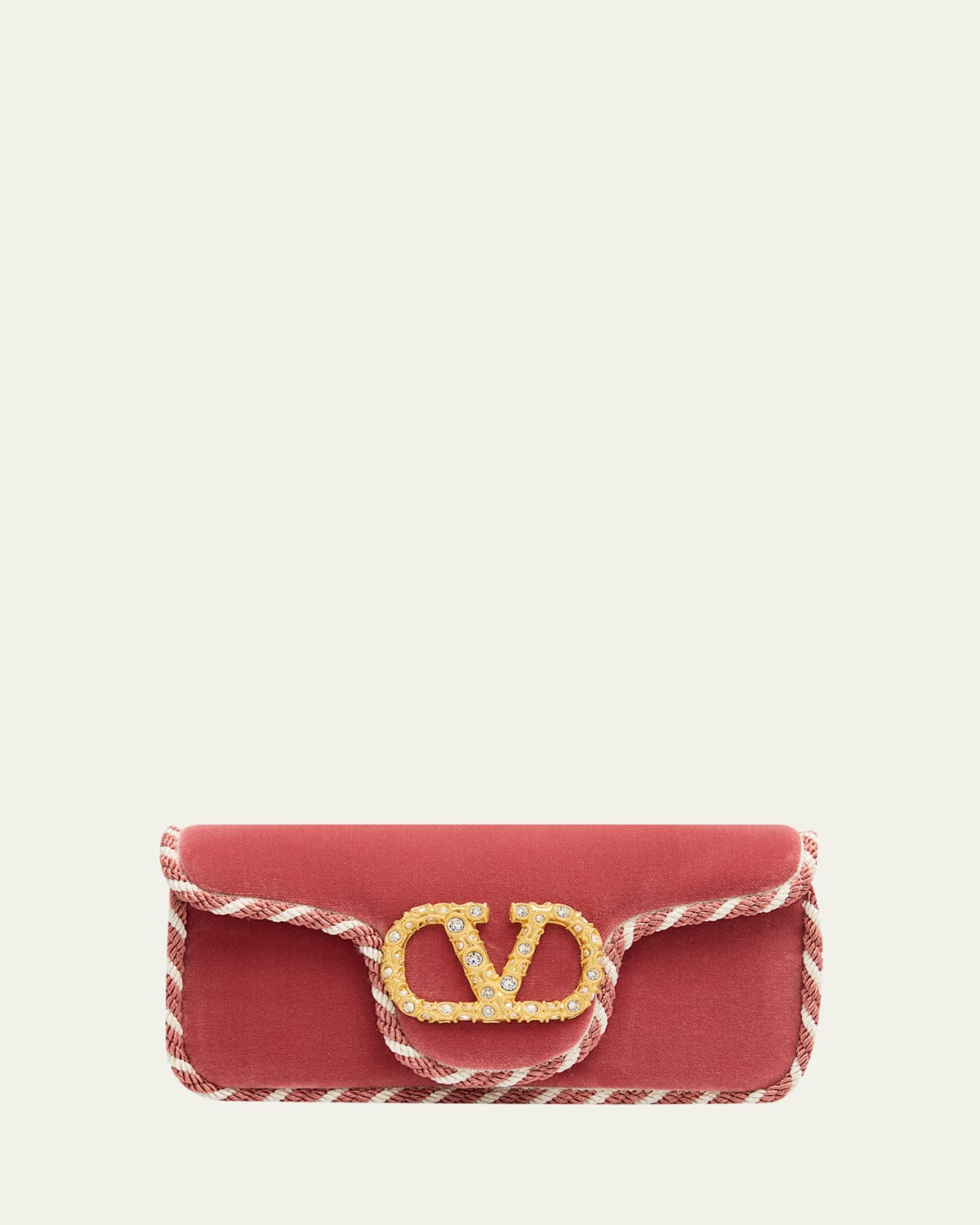Valentino Garavani Loco Vlogo Velvet Clutch Bag In Green