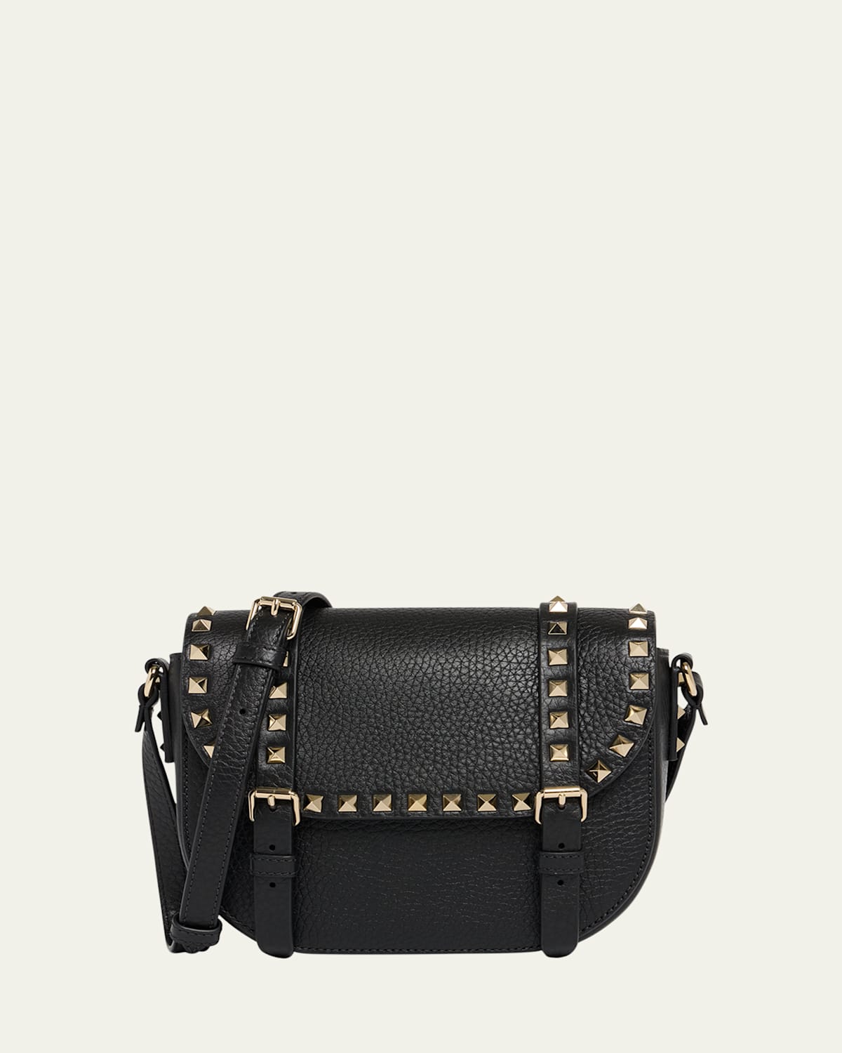 Small Rockstud Leather Saddle Crossbody Bag