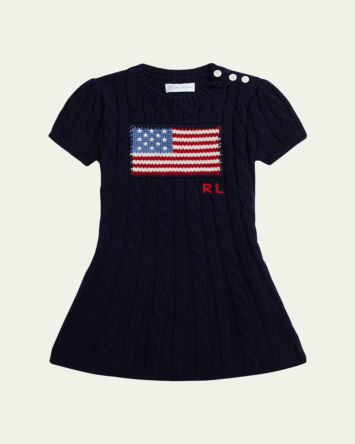 Ralph Lauren Kids' Girl's American Flag Cashmere Cable Knit Dress