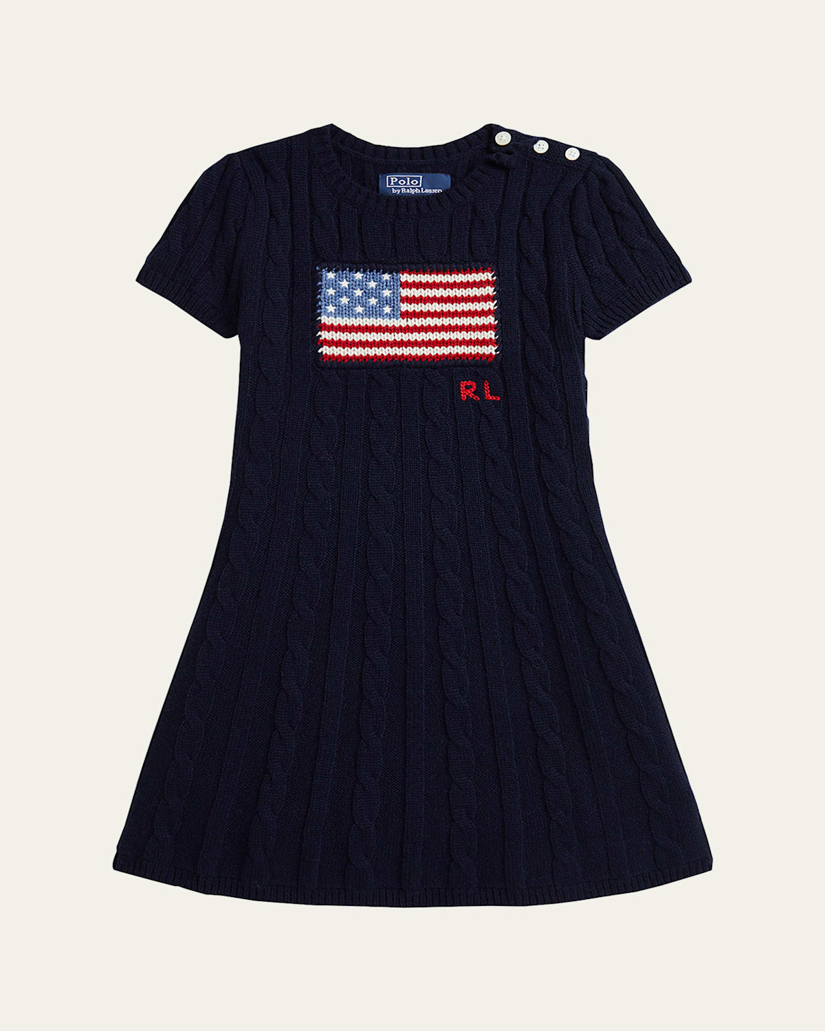 Ralph Lauren Kids' Girl's American Flag Cashmere Cable Knit Dress