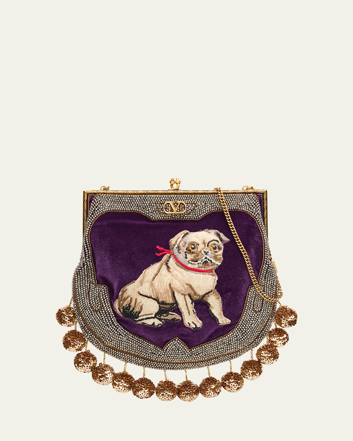 Valentino Garavani Nellcote Fairytales Dog Velvet Minaudiere In Purple