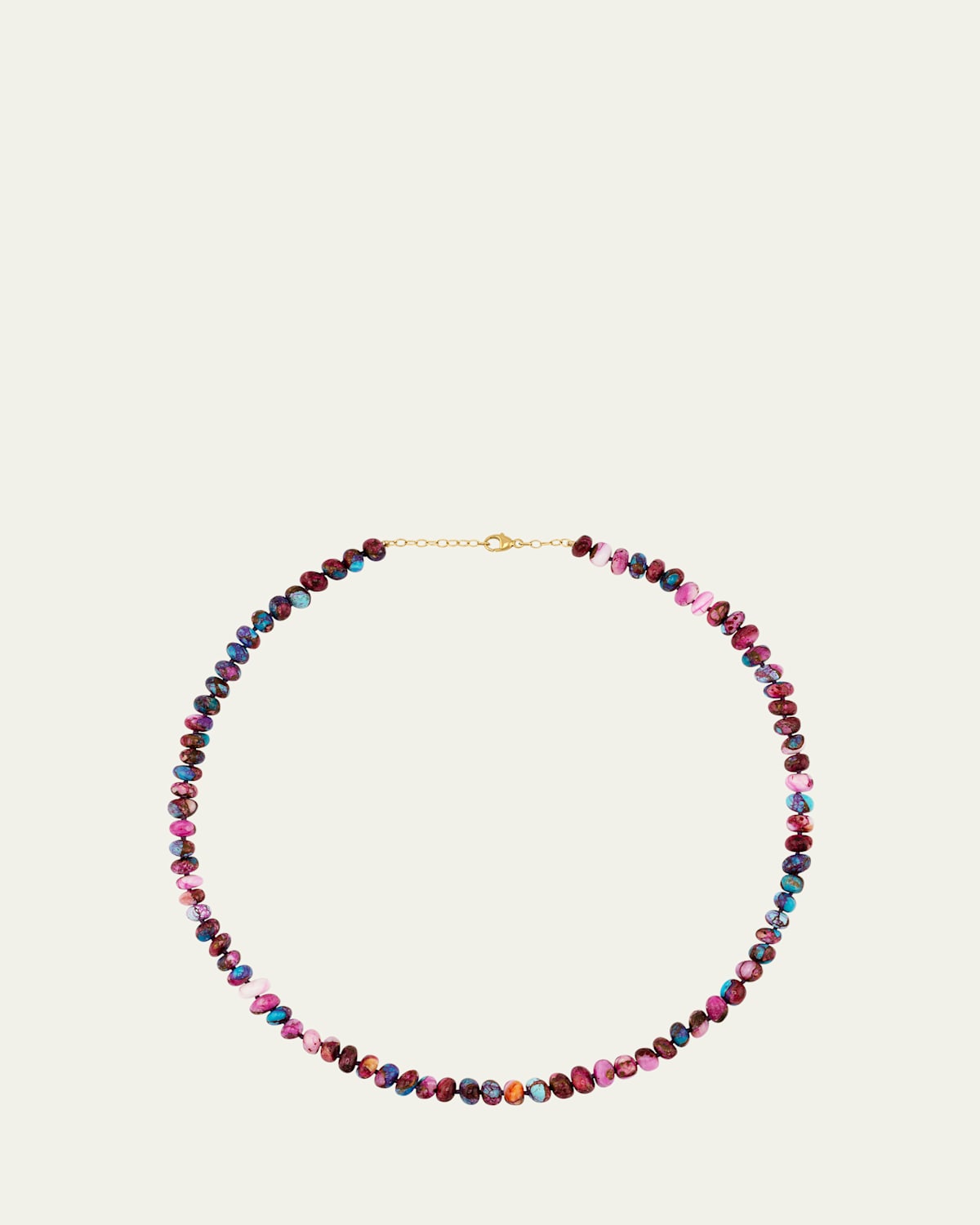 Nevada Pink Turquoise Necklace in 14K Yellow Gold