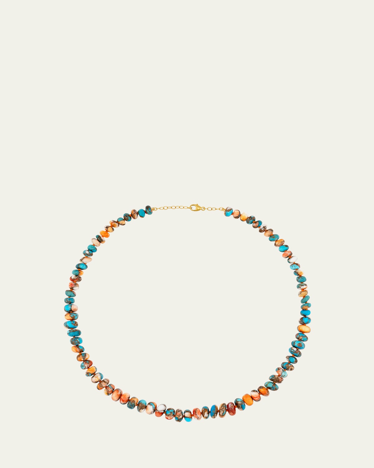 Nevada Kingman Spiny Turquoise Rondelle Necklace in 14K Yellow Gold