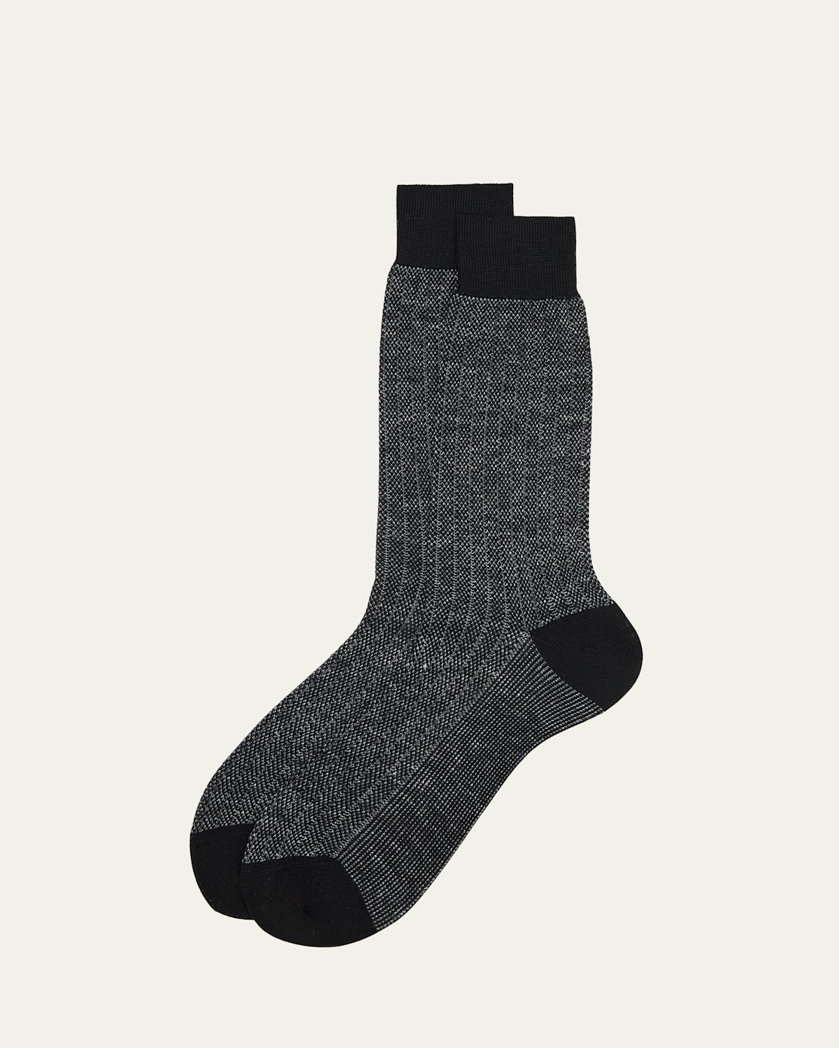 Men's Cotton and Linen Birdseye Rib Crew Socks