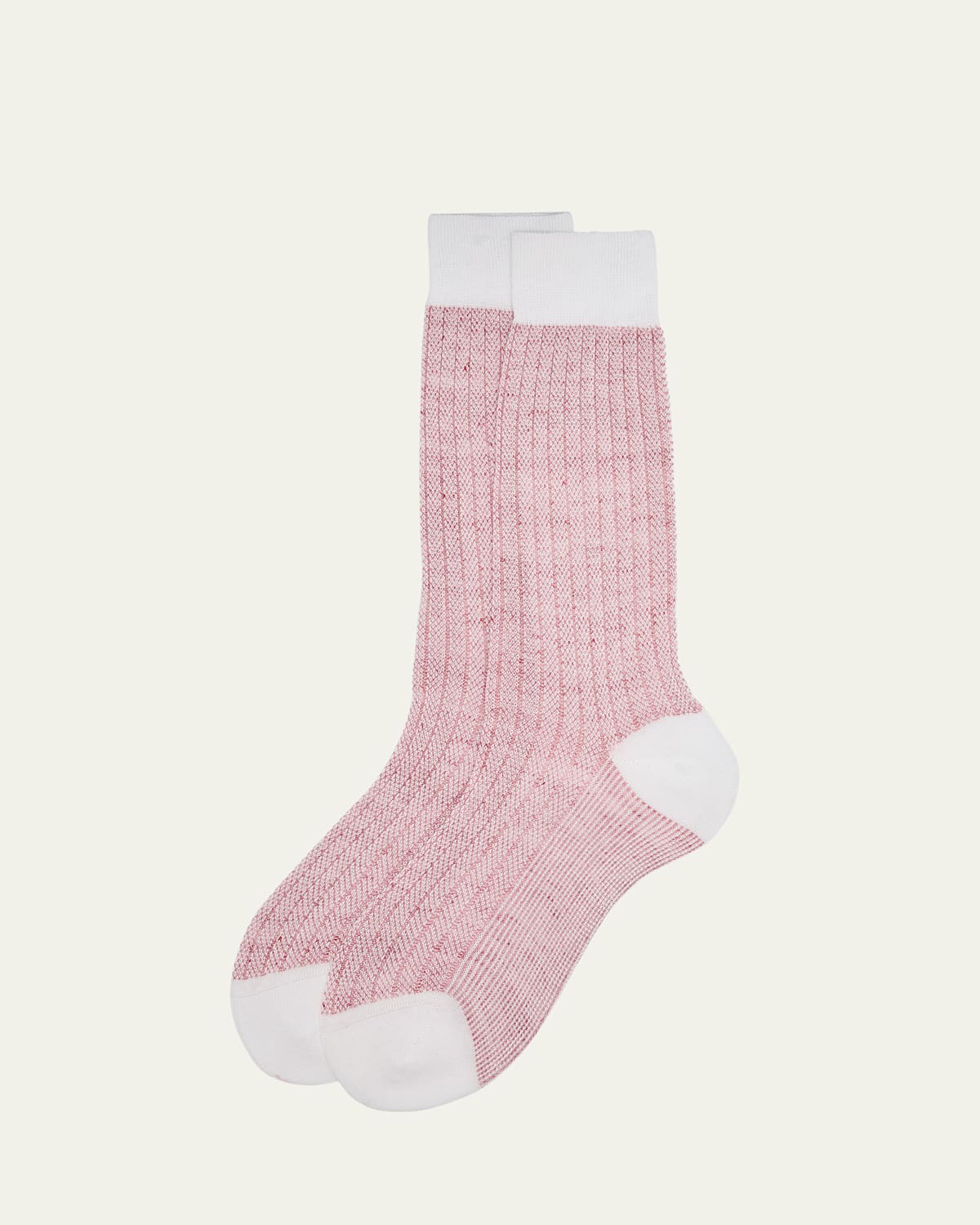 Men's Cotton and Linen Birdseye Rib Crew Socks