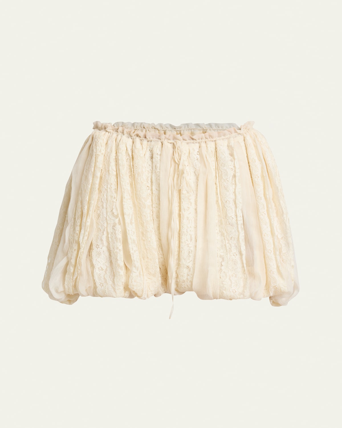 Mini Bloomy Floral Lace Drawstring Shorts