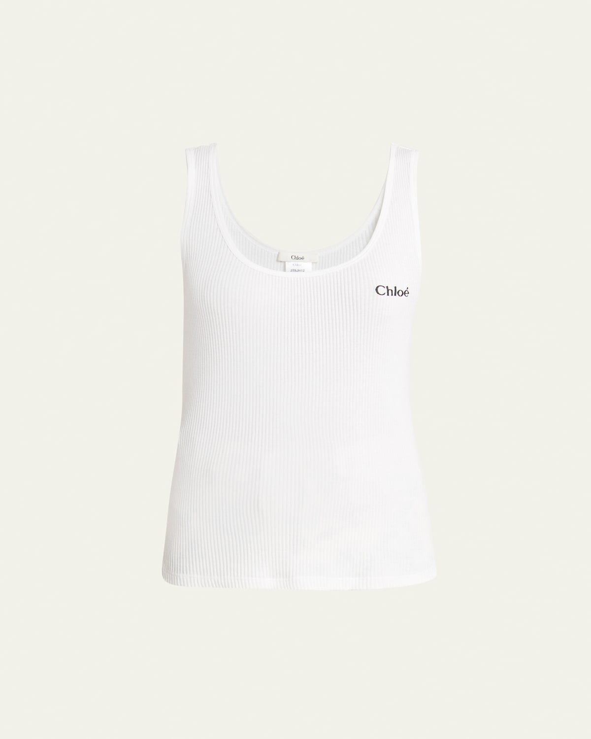 Chloé Embroidered Ribbed Cotton Tank In White