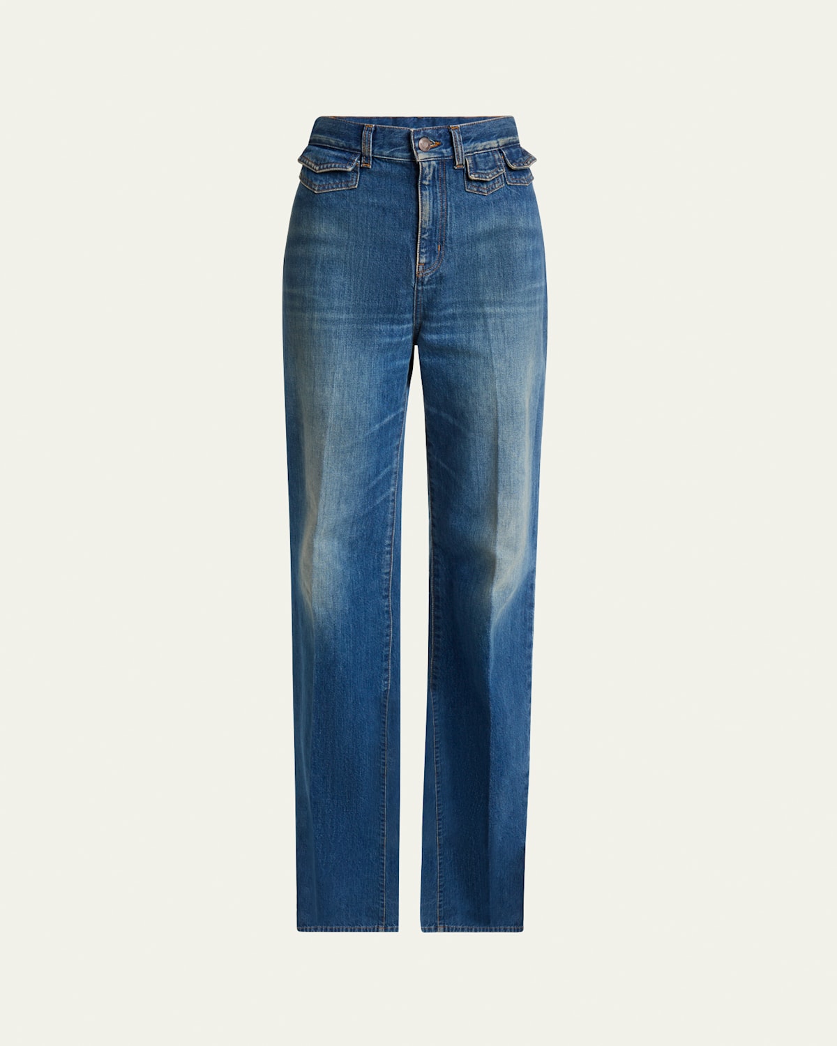 High-Waisted Flared Jeans with Flap Pockets